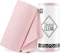 Fantasticlean 40-Pack Microfiber Cleaning Cloth Roll, 12x12 Tear-Away Reusable Lint-Free Towels, Ultra Absorbent for Kitchen Car Pet - Pink