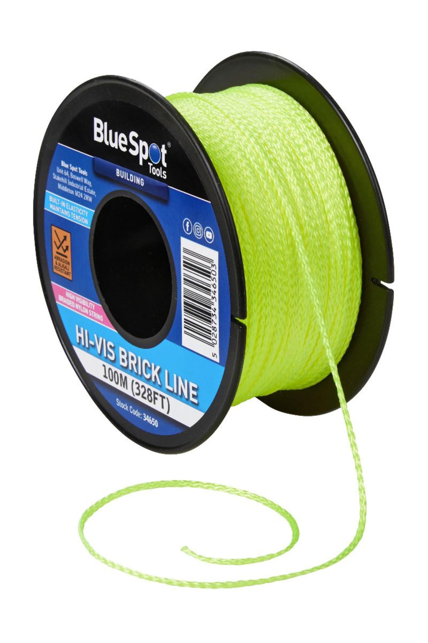 3 X Builders Hi-Vis Braided Nylon String 100m Bricklayers Masons Brick Line