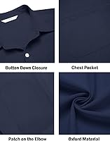 Vista 30 de COOFANDY Camisa Oxford de manga larga con botones para hombre, camisas de vestir de ajuste regular