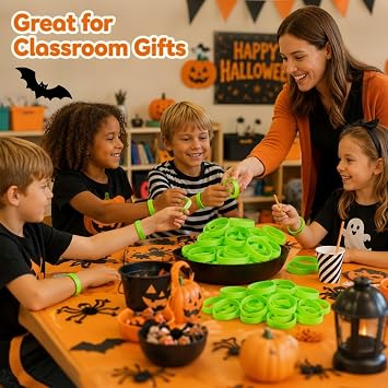 Liliful 100 Pcs Halloween Wristband Glow in The Dark Bracelet