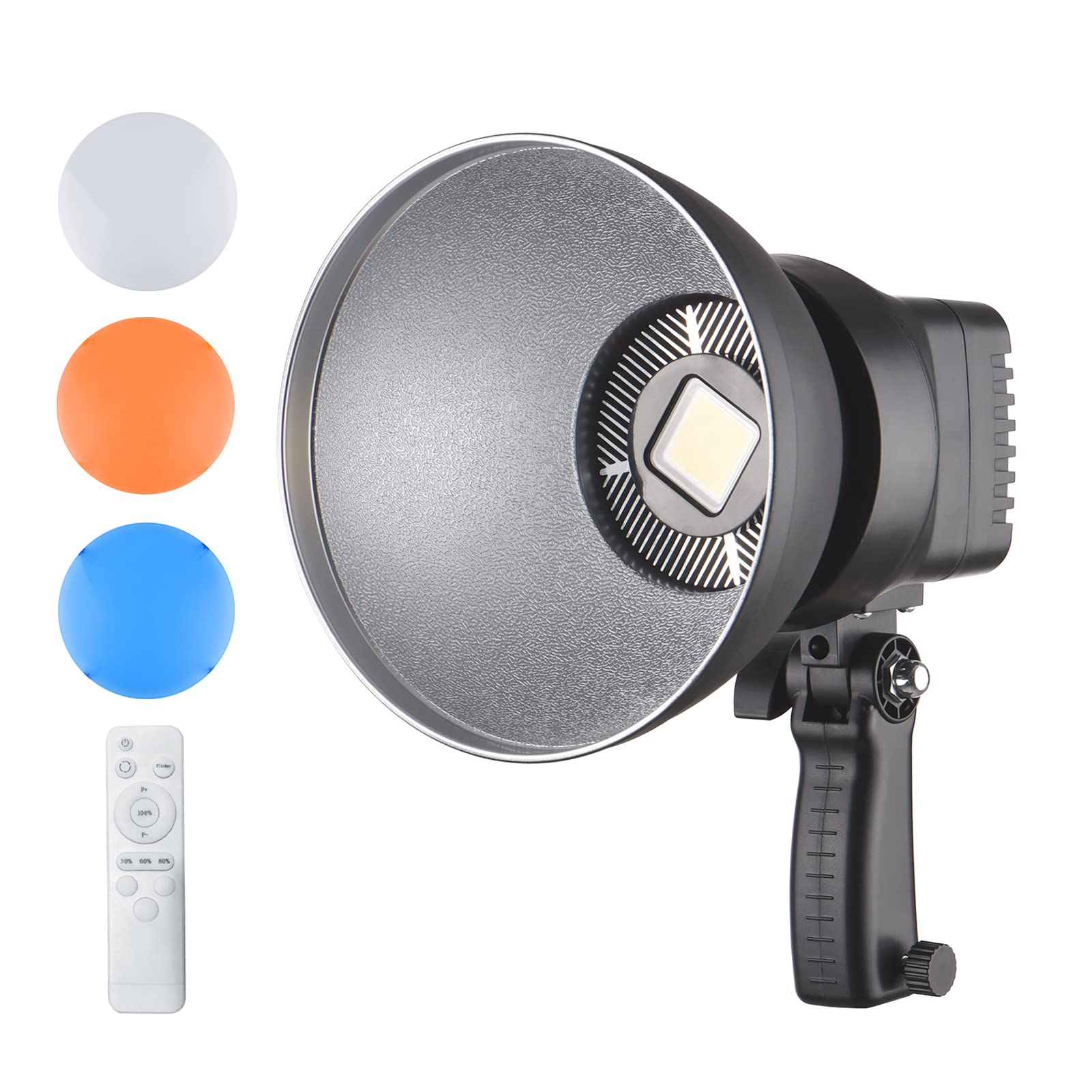 Andoer LED-Videolicht, 150 W, 6500 K, 15000 lm, CRI95 + 10 % -100 % Bowens-Halterung, dimmbar, mit 3 Filterpaneelen, Fernbedienung