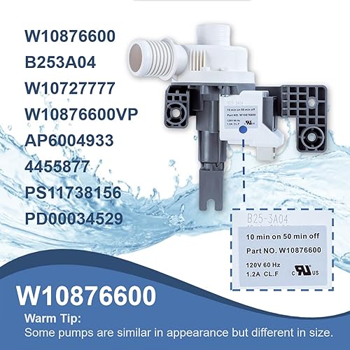 Miniatura 4 de UPGRADE W10876600 - Bomba de drenaje para lavadora AP6004933 PS11738156 W10727777 W10876600VP compatible con Whirlpool, Maytag, Kenmore