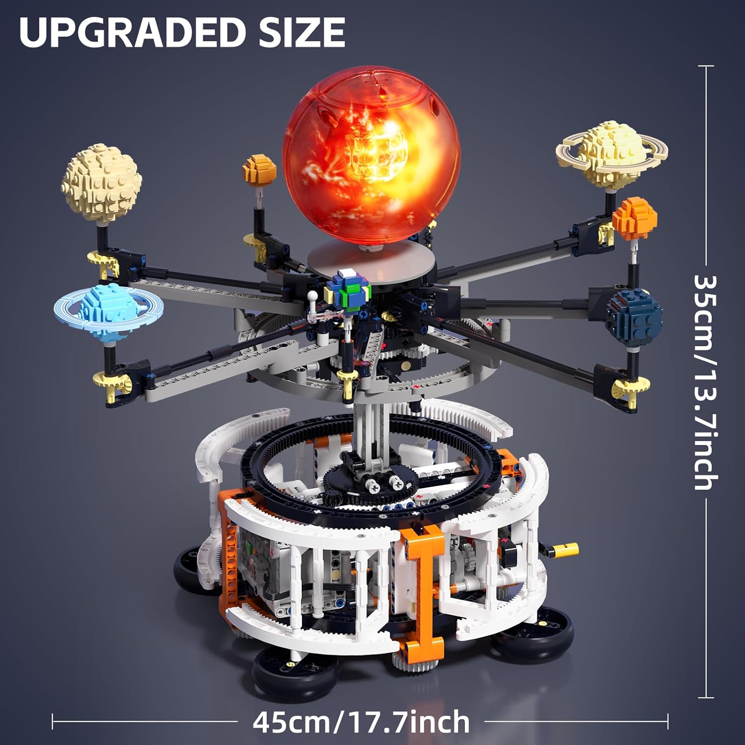 Dual-Mode Spinning Solar System Space Building Kit, STEM Model with Rotating Planets, Light-up Sun and Astronomy Educational Toys for Kids, Outer Space Birthday Gift for Ages 8+ (1282 PCS)