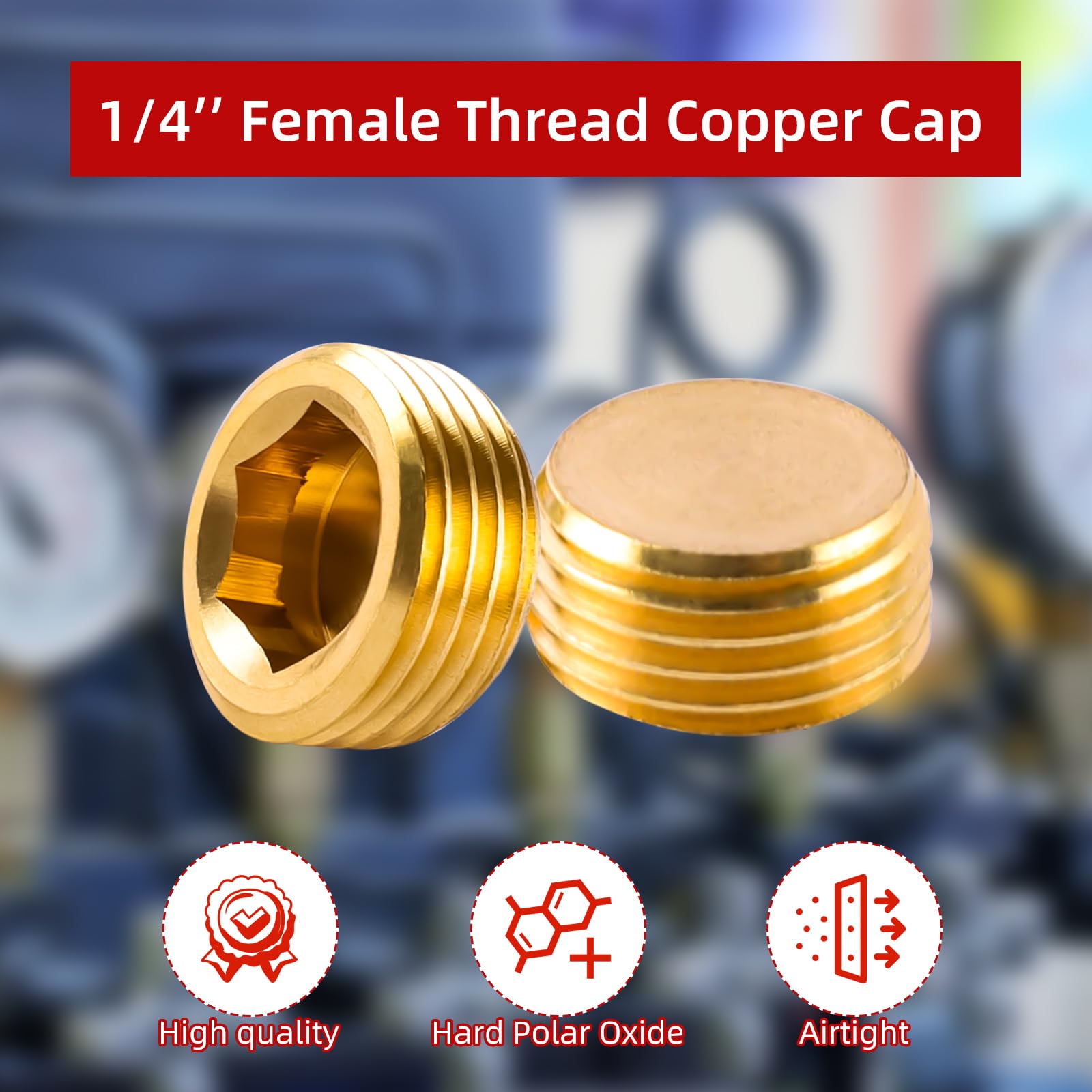 10 Pièces Bouchons Borgnes En Laiton 1/4", Conduite D'eau, Douille Hexagonale, Capuchon D'étanchéité En Laiton Pour Sceller Les Joints Et Les Tuyaux