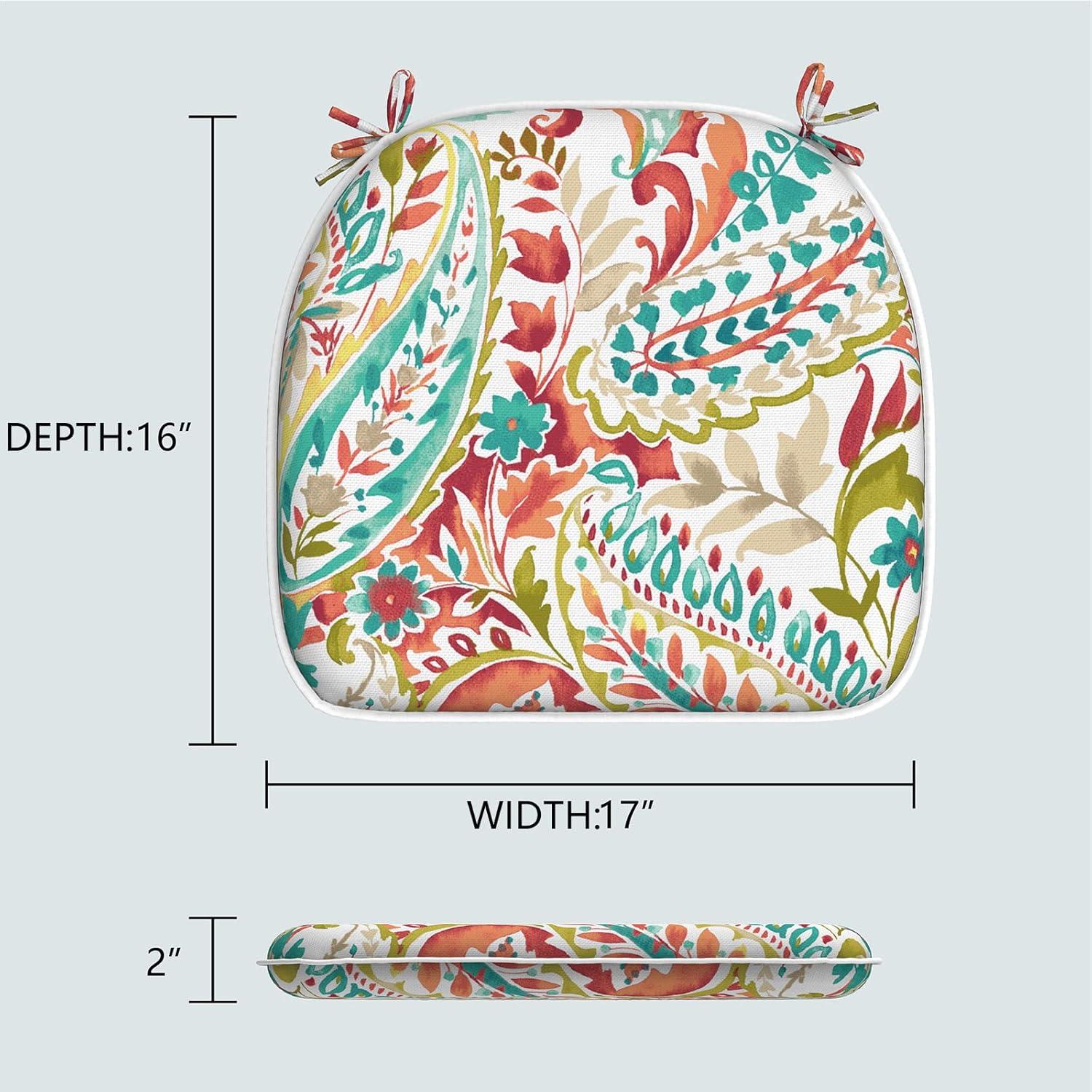 LVTXIII Outdoor Chair Cushions Set of 2, Patio Seat Cushions D16xW17 Inch with Ties for Patio Furniture Chairs Home Garden Decoration, A Pretty Paisley