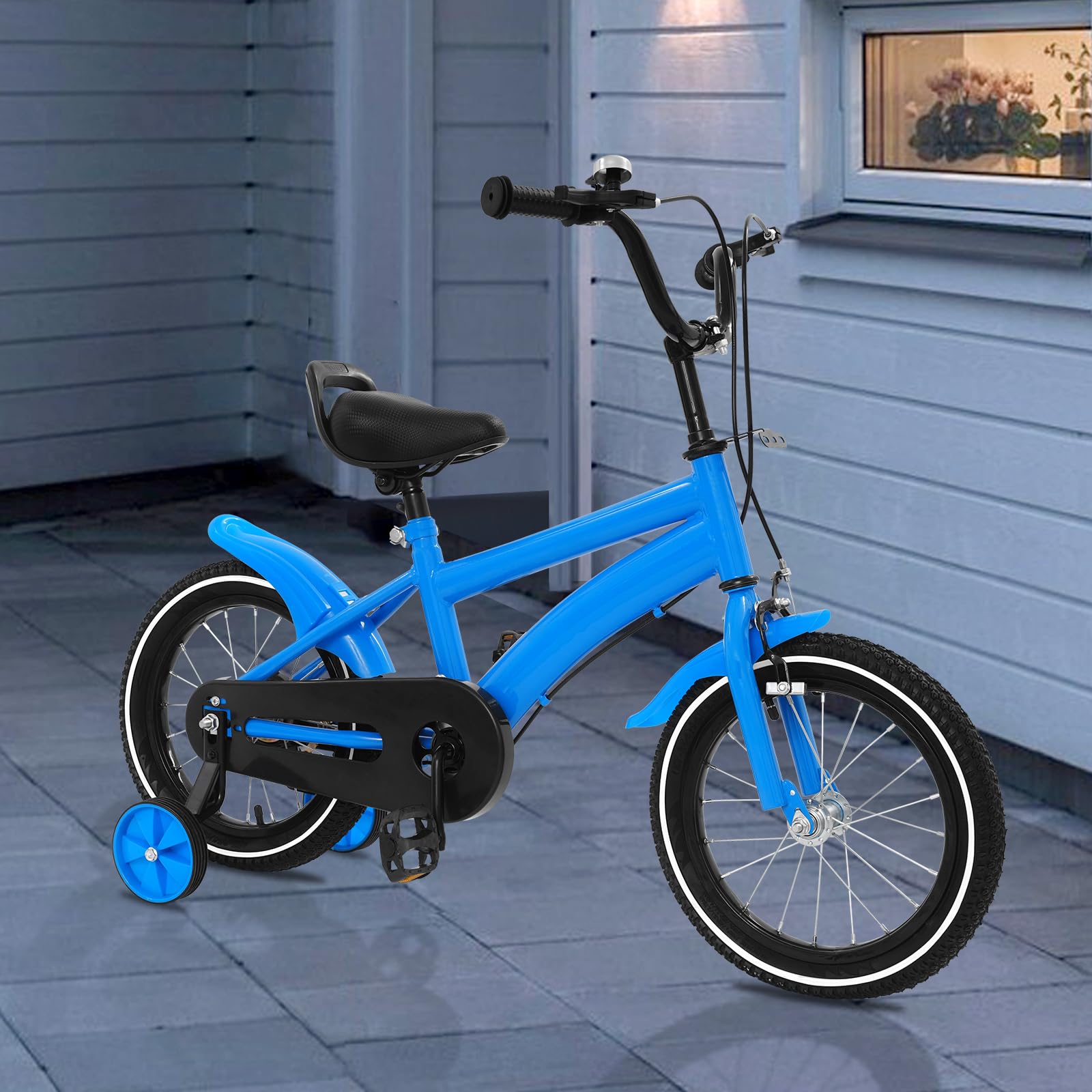 Bicicleta para niños, 14 pulgadas, bicicleta para niñas con una altura de 39,37 – 45,28 pulgadas, bicicleta infantil ajustable con ruedas estabilizadoras