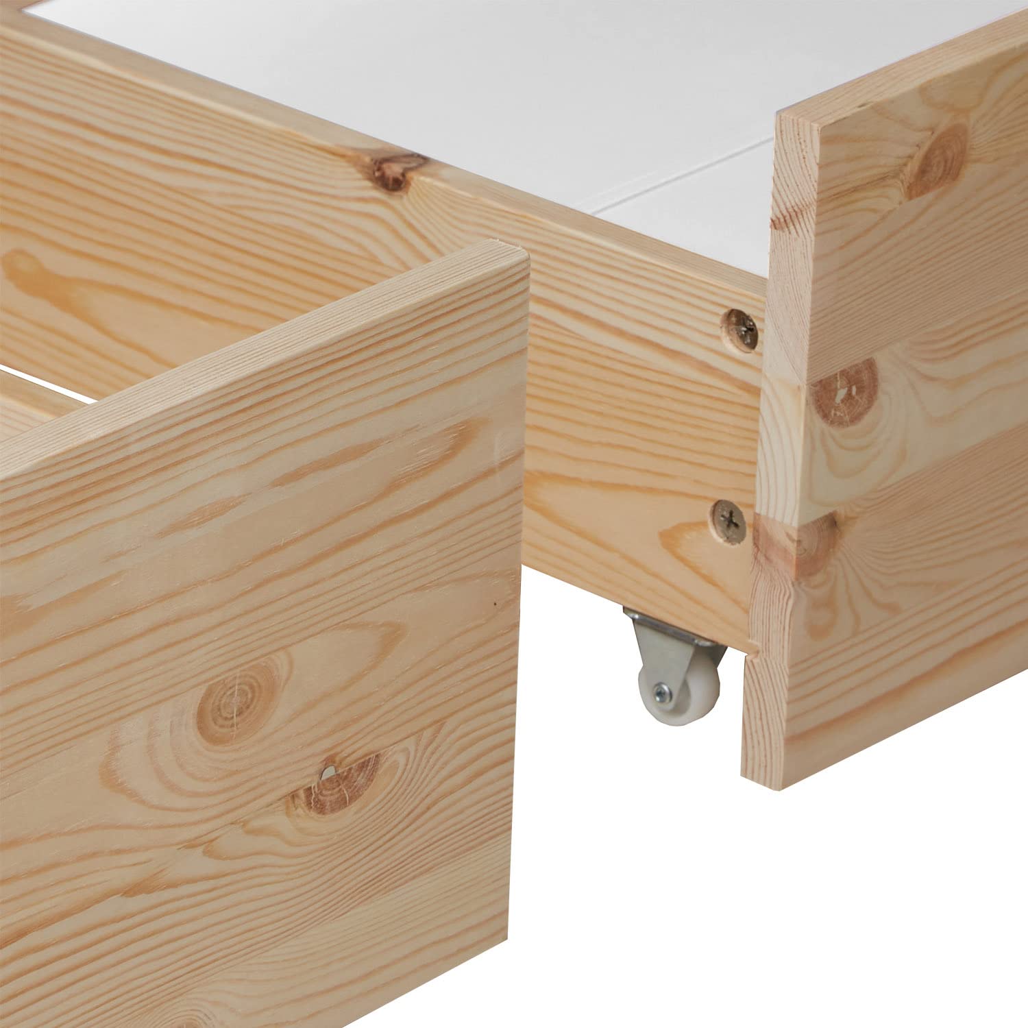 Homestyle4u 2 tiroirs de Rangement en Bois à roulettes pour lit gigogne