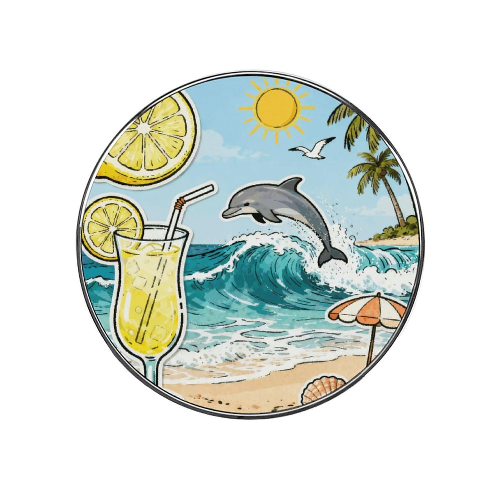 Lemon Dolphin Summer Collage Magnetic Refrigerator Sticker Glass Strong Fridge Sticker Cute Refrigerator Magnets for Kitchen Office Whiteboard Cabinet Decorative Magnets for Gift