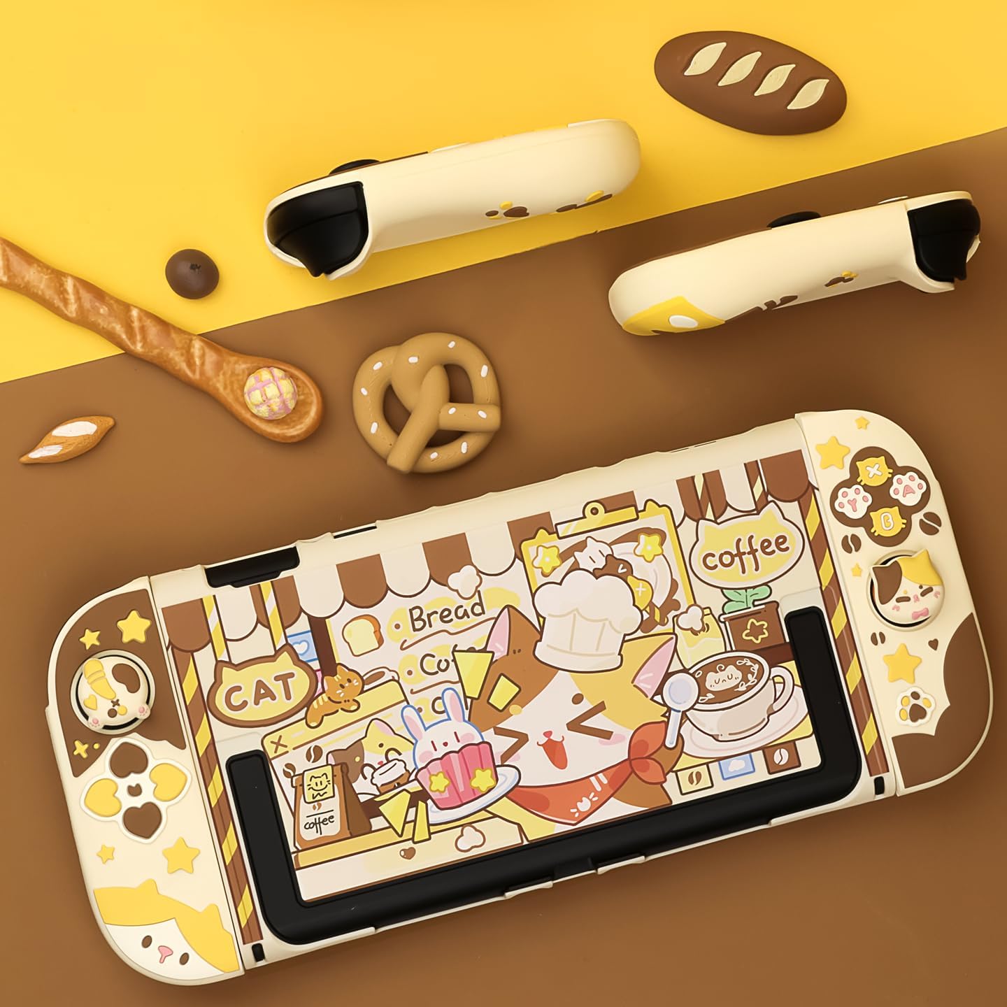 Silicone Protective Case Compatible with Nintendo Switch2, Calico Cat Dockable Protective Cover for Switch 2 |Come with 2 Thumb Grips