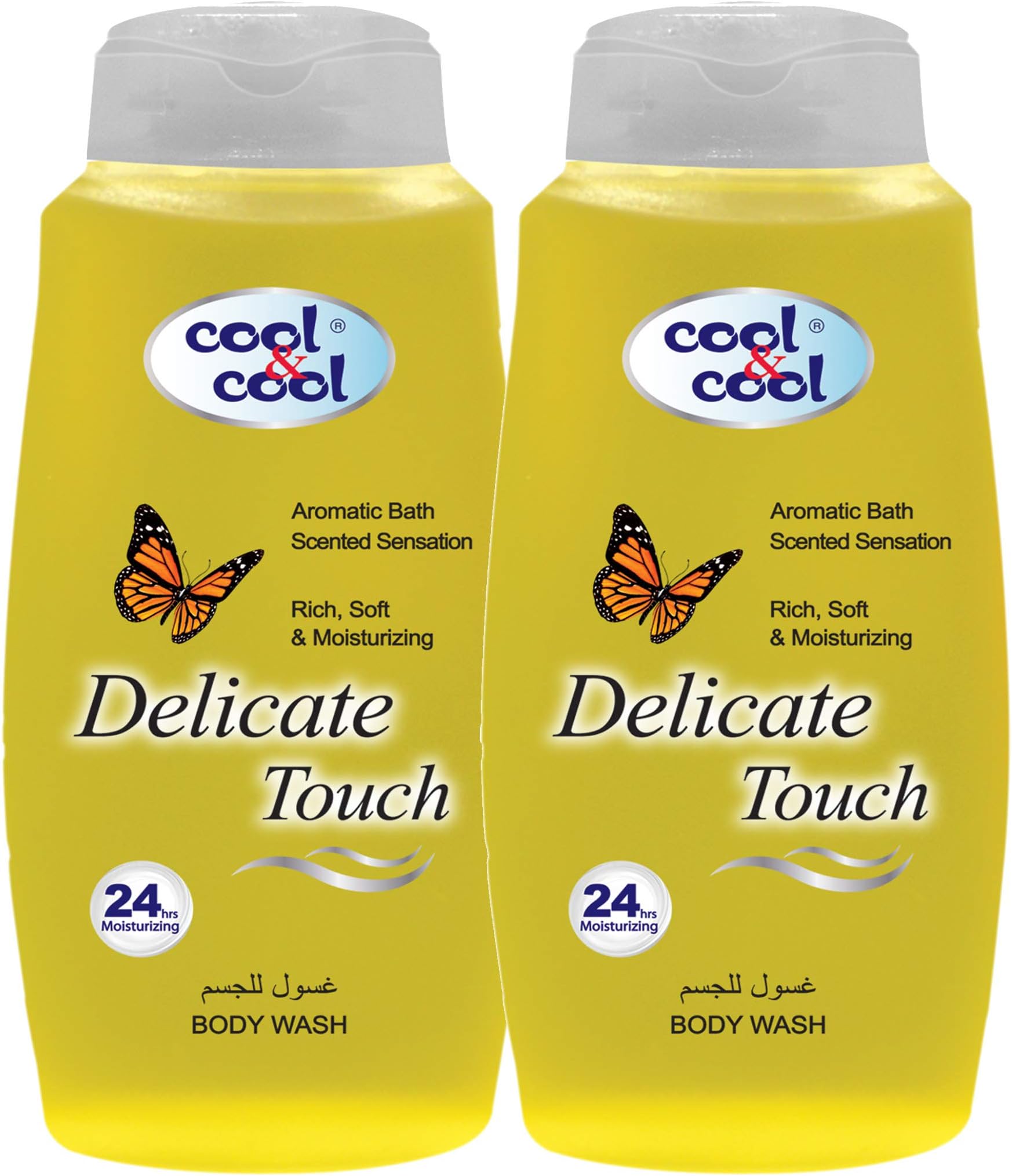 Cool & Cool Body Wash Delicate Touch 250ML (Pack of 2) - Refreshing,Vitamin- E,24-Hour Moisturizing, Invigorating Scent, Suitable for All Skin Types 500 ML
