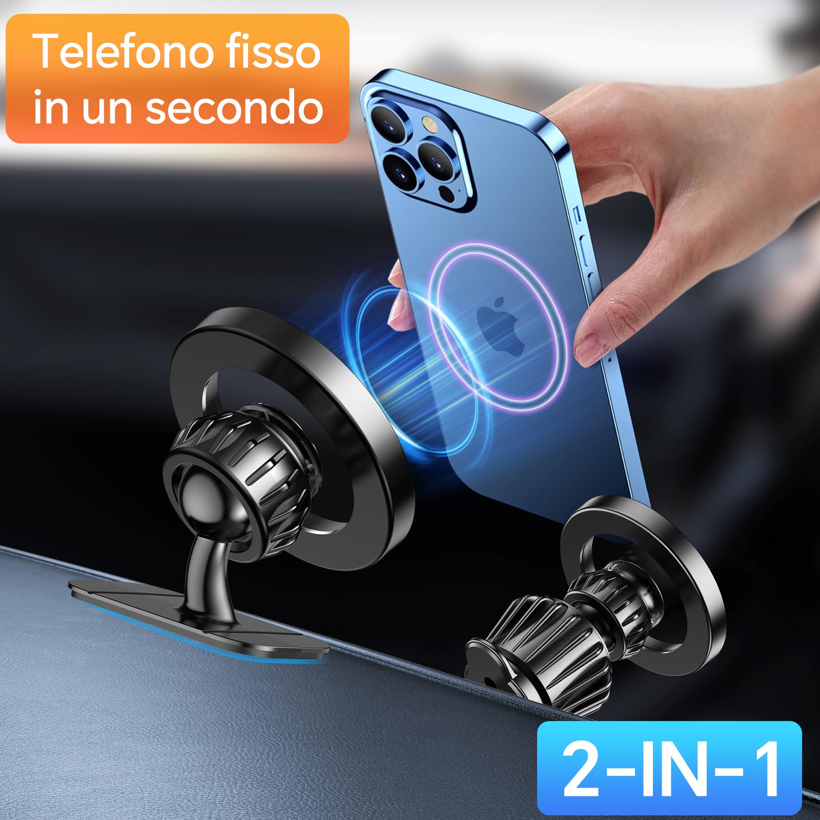 Coolpow Porta Cellulare Auto con Magsafe【20 Potente Magnetico 】 Supproto Telefono Auto Magnetico【360°】 Porta Telefono AUto Per Il Cruscotto & Presa d'Aria Automobile Compatibile con iPhone 17,Nero