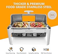 Vista 5 de ROVSUN Juego de Chafing Dish de Buffet con Tapa Enrollable, NSF 9 Cuartos Rectangular de Acero Inoxidable Chafer para Catering, Servidores de Buffet