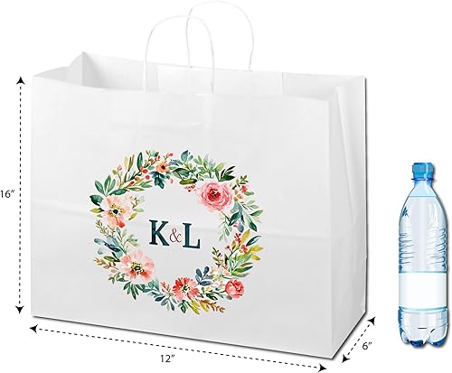 Miniatura 2 de Flexicore Packaging 16 x 6 x 12 pulgadas | 10 a 1,000 bolsas de papel kraft blancas, compras, mercancía, fiesta, bolsas de regalo, (impresión