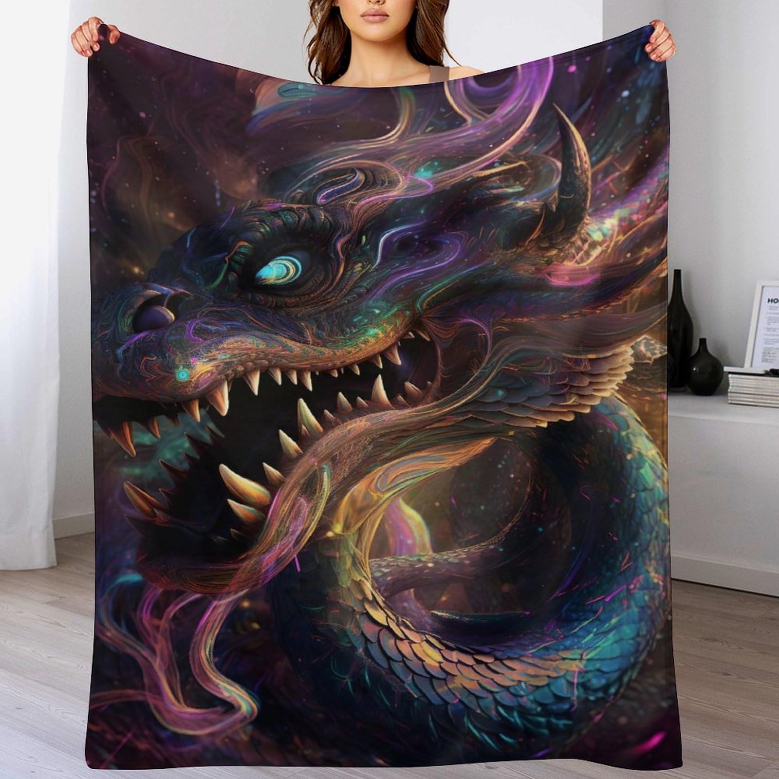 Manta de dragón en franela suave de 130x180 cm para todas las estaciones