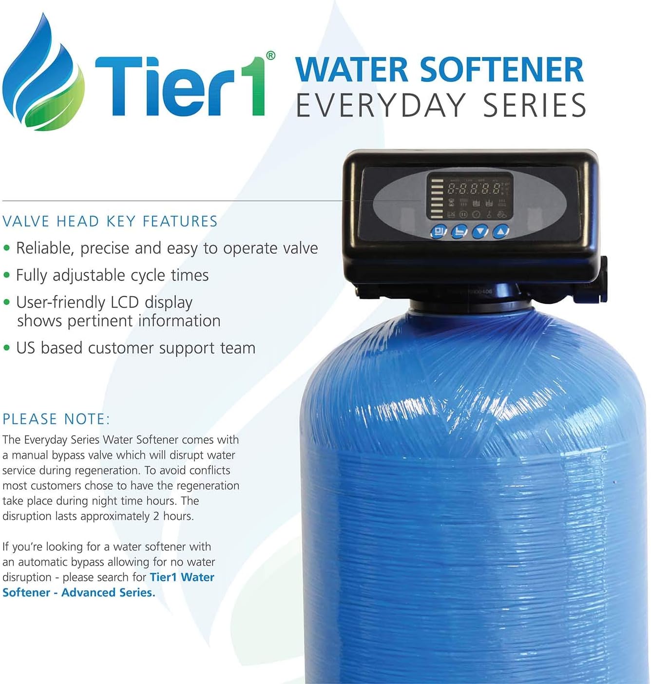 Tier1 Everyday Series 32,000 Grain High-Efficiency Digital Water Softener - - 