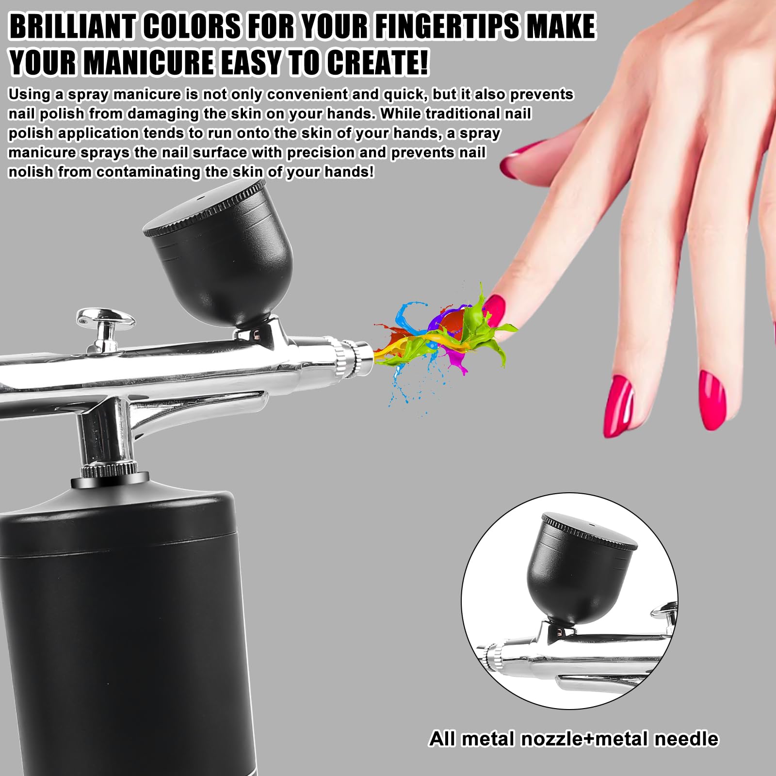 Kit Aerografo Con Compressore, Compressore Aerografo, Ricaricabile Aria Spazzola Airbrush Pistola Aerografo Portatile Spazzola Aria Per Trucco, Nail Art, Decorazione Torta (nero)