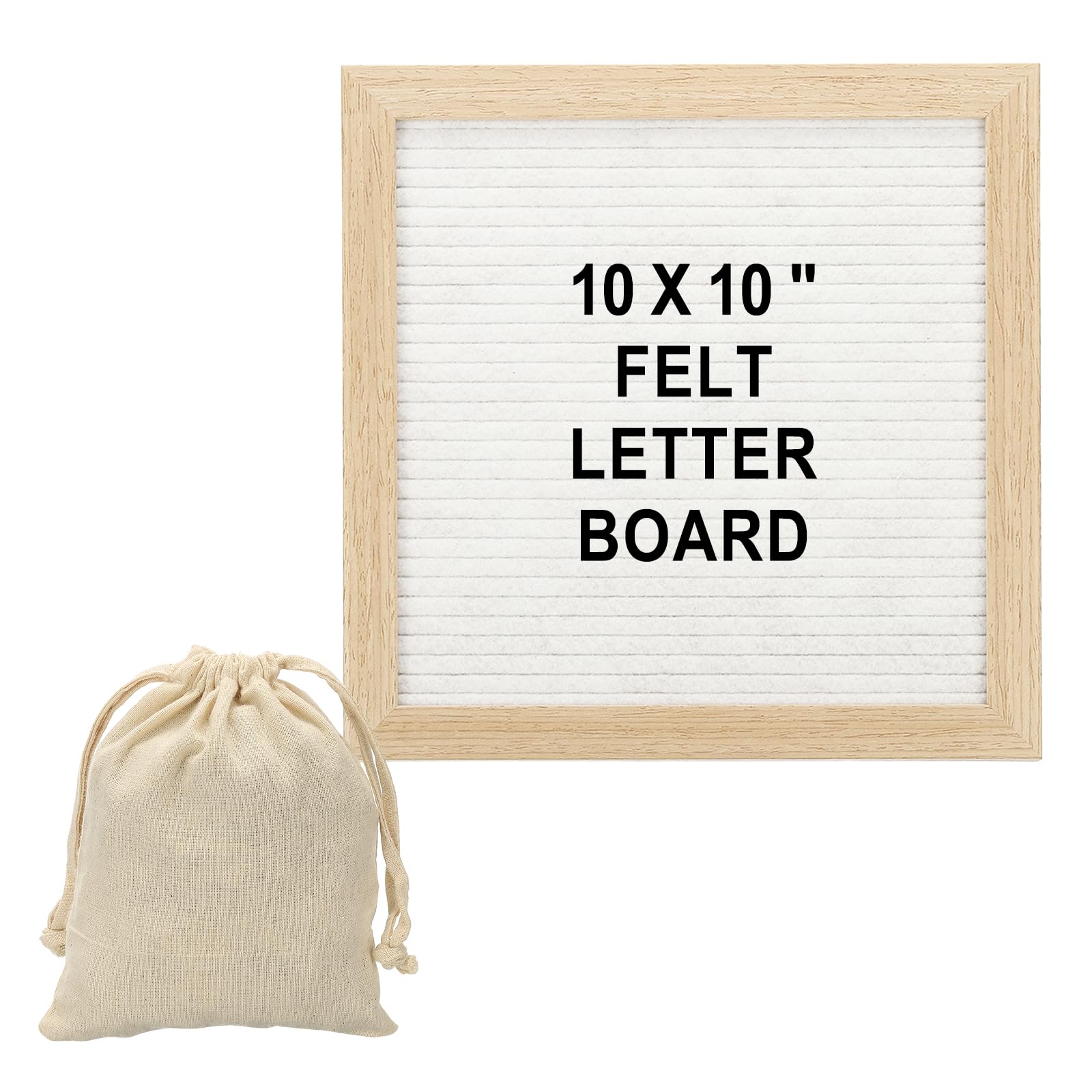 PATIKIL Felt Letter Board, 10x10Inches White Wooden Changeable Message Board with Storage Bag Stand for Kitchen Menu Farmhouse Decor Notes, Black