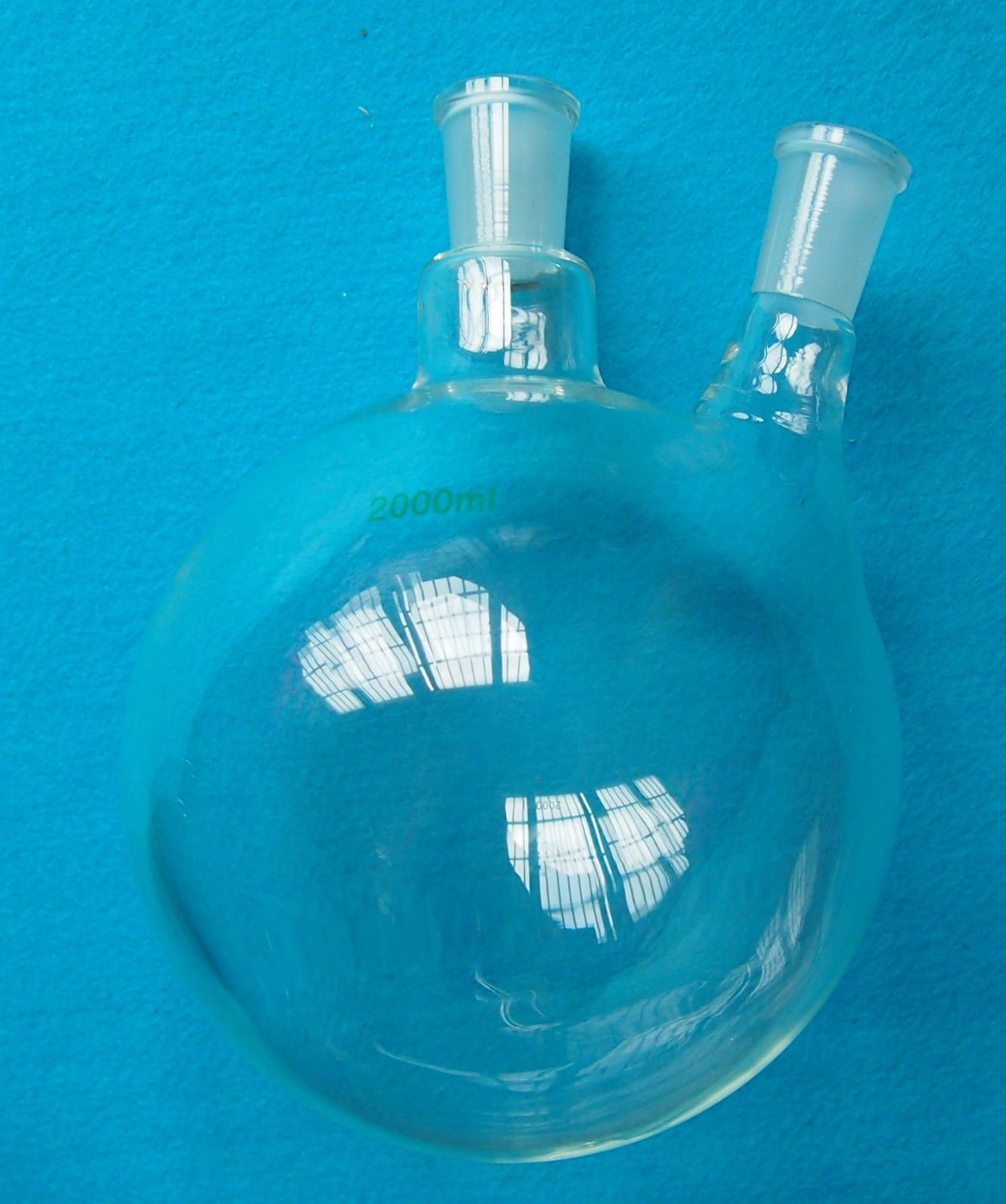 2000 ml, 24/40,2-neck, matraz de fondo redondo, de cristal, 2L recipiente de reacción, doble cuello