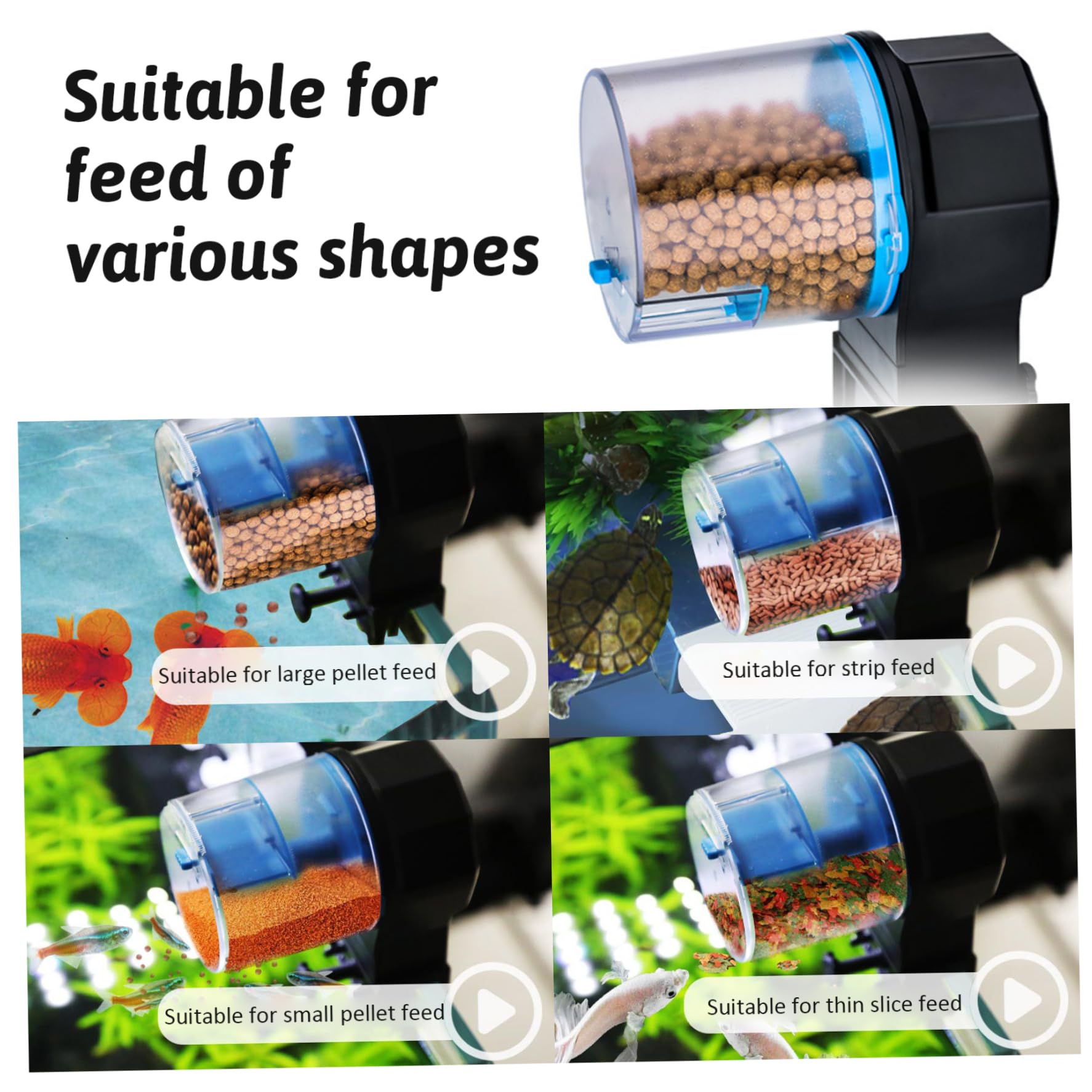 Automatic Fish Feeder 210 ＆ 100ML Feeder 8/12/24 H Timer Battery Operated Food Vacation Automatic Dispenser for Fish Tank, Aquariums & Pond Blue. - image 4
