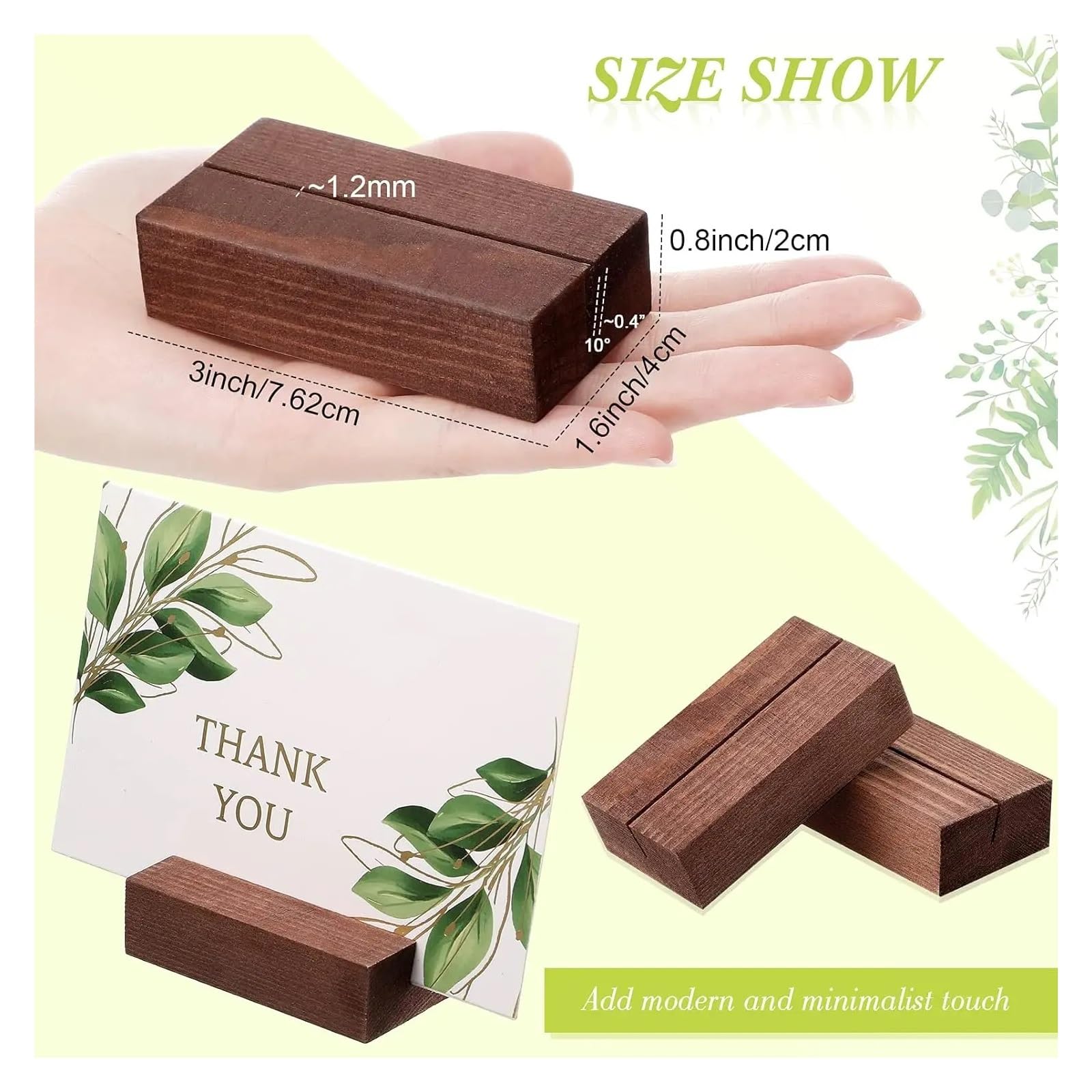 Lot de 12 porte-cartes en bois pour numéros de table, cartes de nom, pour fête de mariage (noyer, 12 pièces)