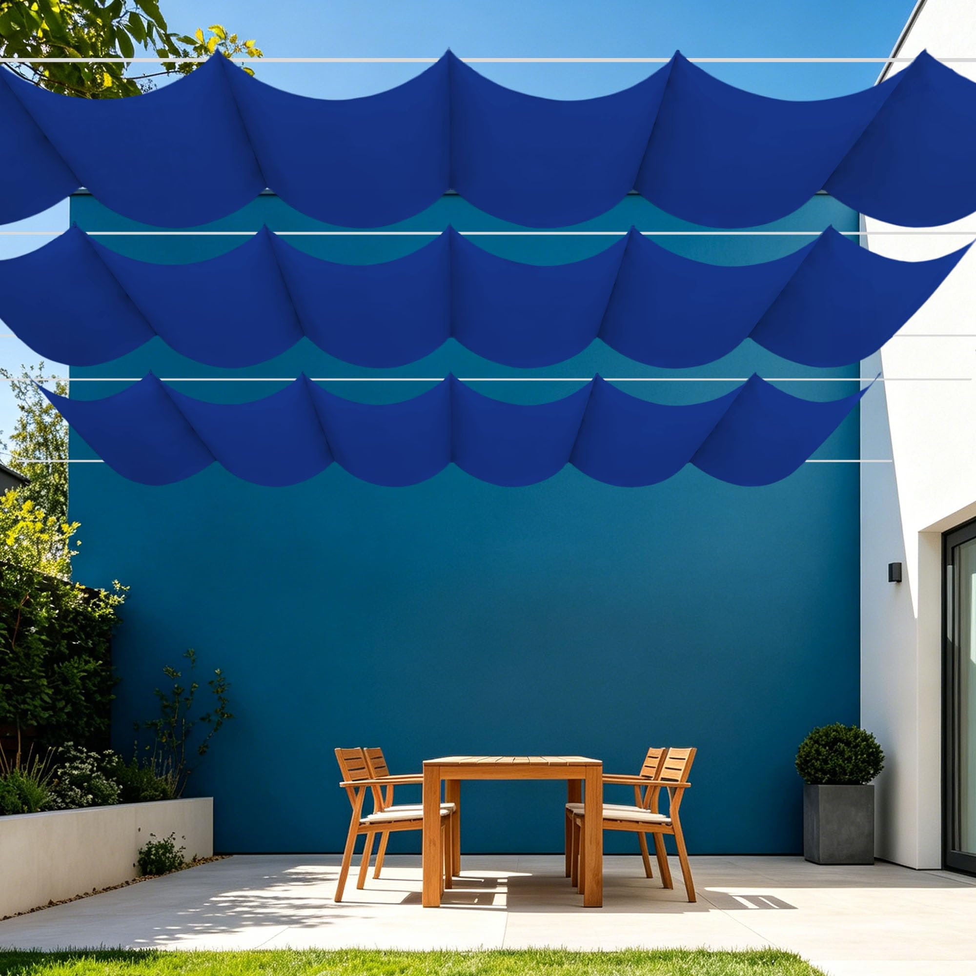 Toile ombrage rétractable vague 600x480 anti-UV et étanche pour en finir avec les terrasses trop chaudes