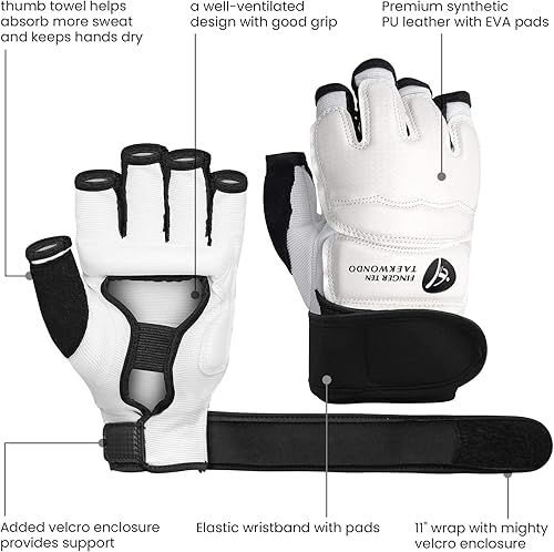 Miniatura 8 de Taekwondo - Guantes de boxeo, protectores de pies y manos, juego de medio dedo para boxeo, kickboxing, muñequeras de alta calidad, soporte de