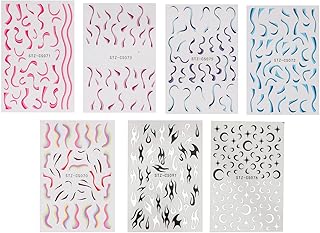 Adesivos de arte de unha, 7 folhas de fogo chama arte de unhas conjunto de adesivos autoadesivos de design de unhas suprimentos de arte de unhas para mulheres meninas arte de unhas design de decoração de unhas dicas de manicure decoração