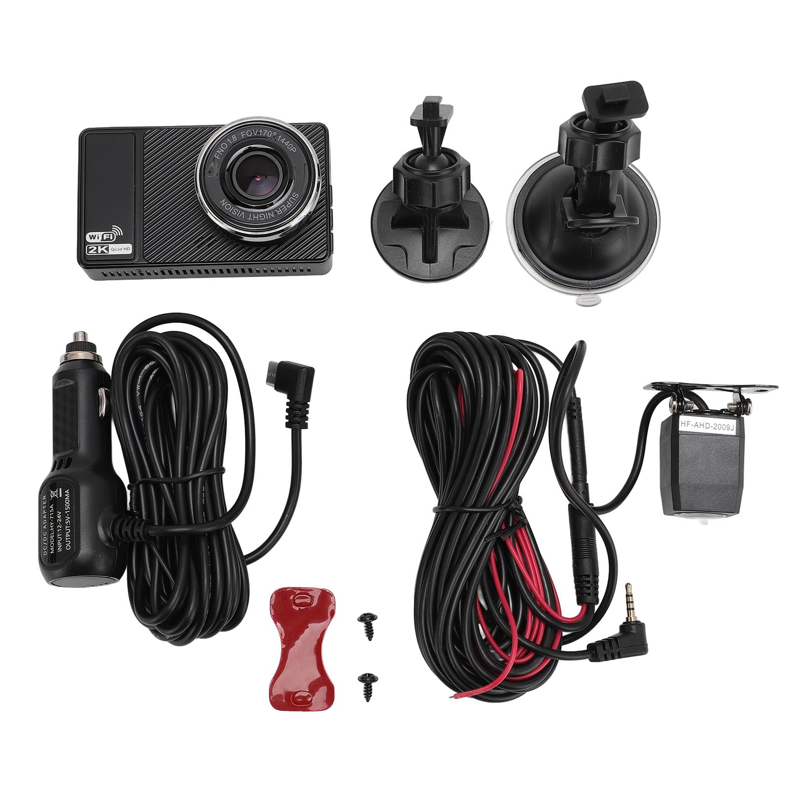 Cocoarm Dash Cam Frontale 2K Posteriore 1080p, Schermo 3 Pollici