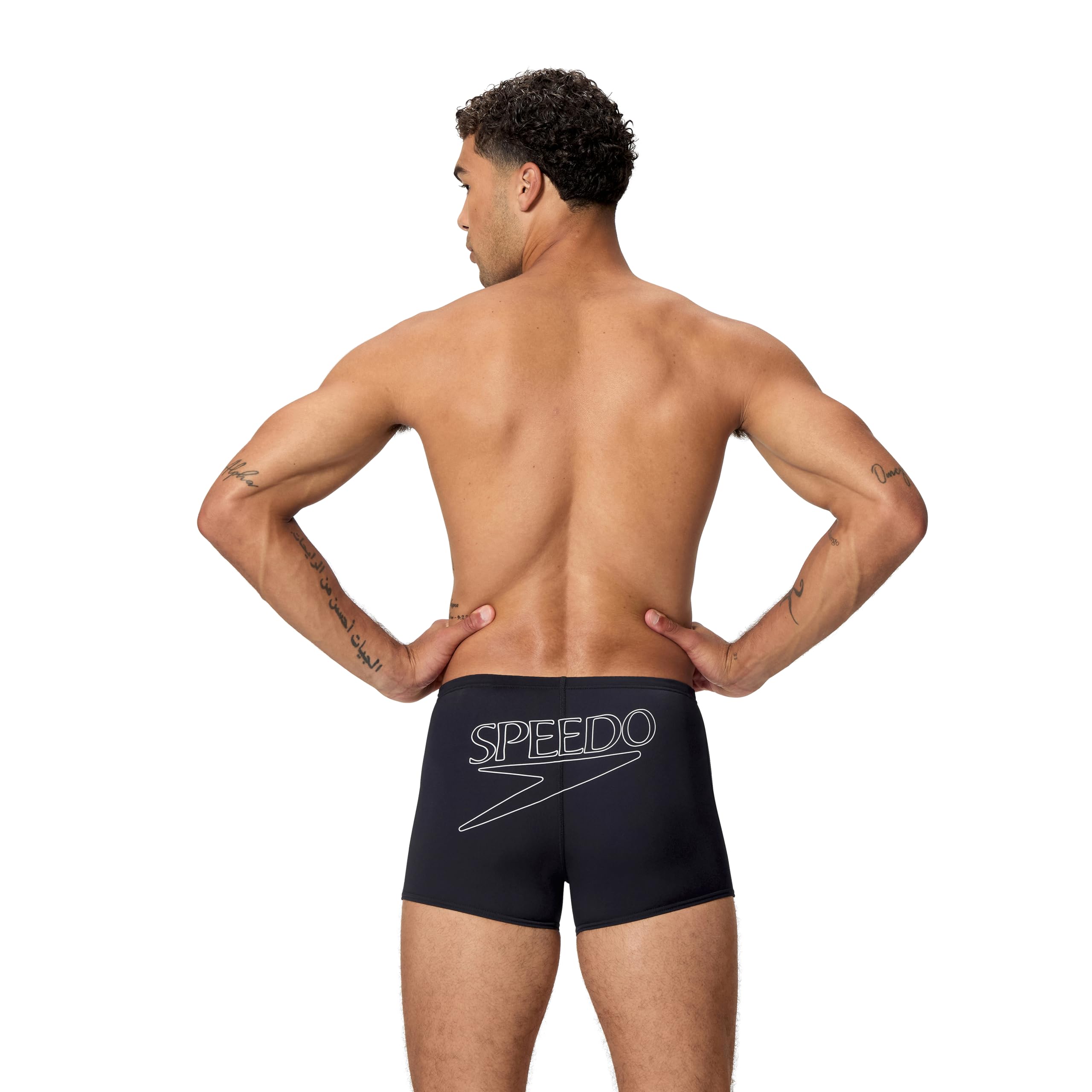 Speedo Men's Endurance+ Logo Aquashort, Anthracite, 28