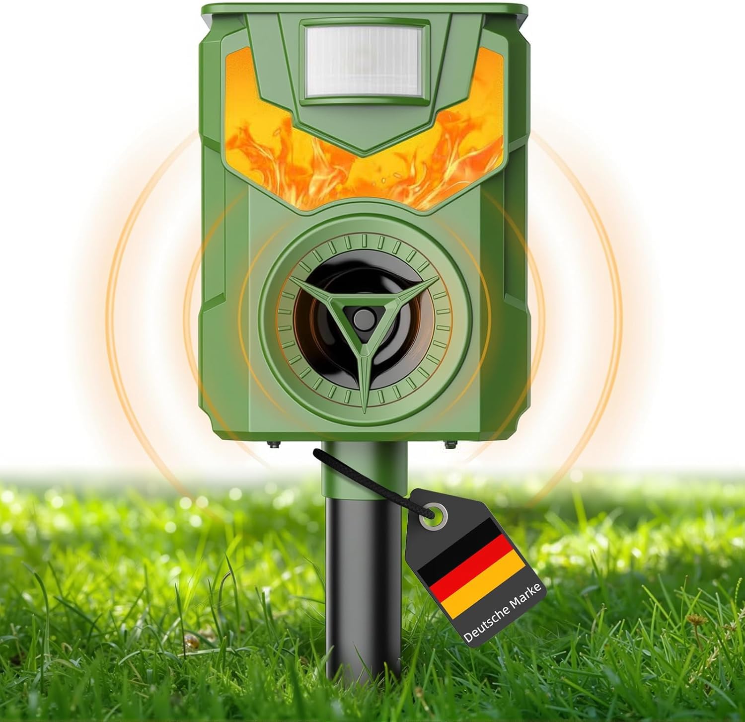 Katzenschreck, Maulwurf Vertreiber, Solar Katzenabwehr für Garten, Ultraschall Tiervertreiber mit Flammenlicht, IP44 Wasserdicht Marderschreck Wirksam gegen Katzen, Hunde, Vögel, Füchse, Ratten