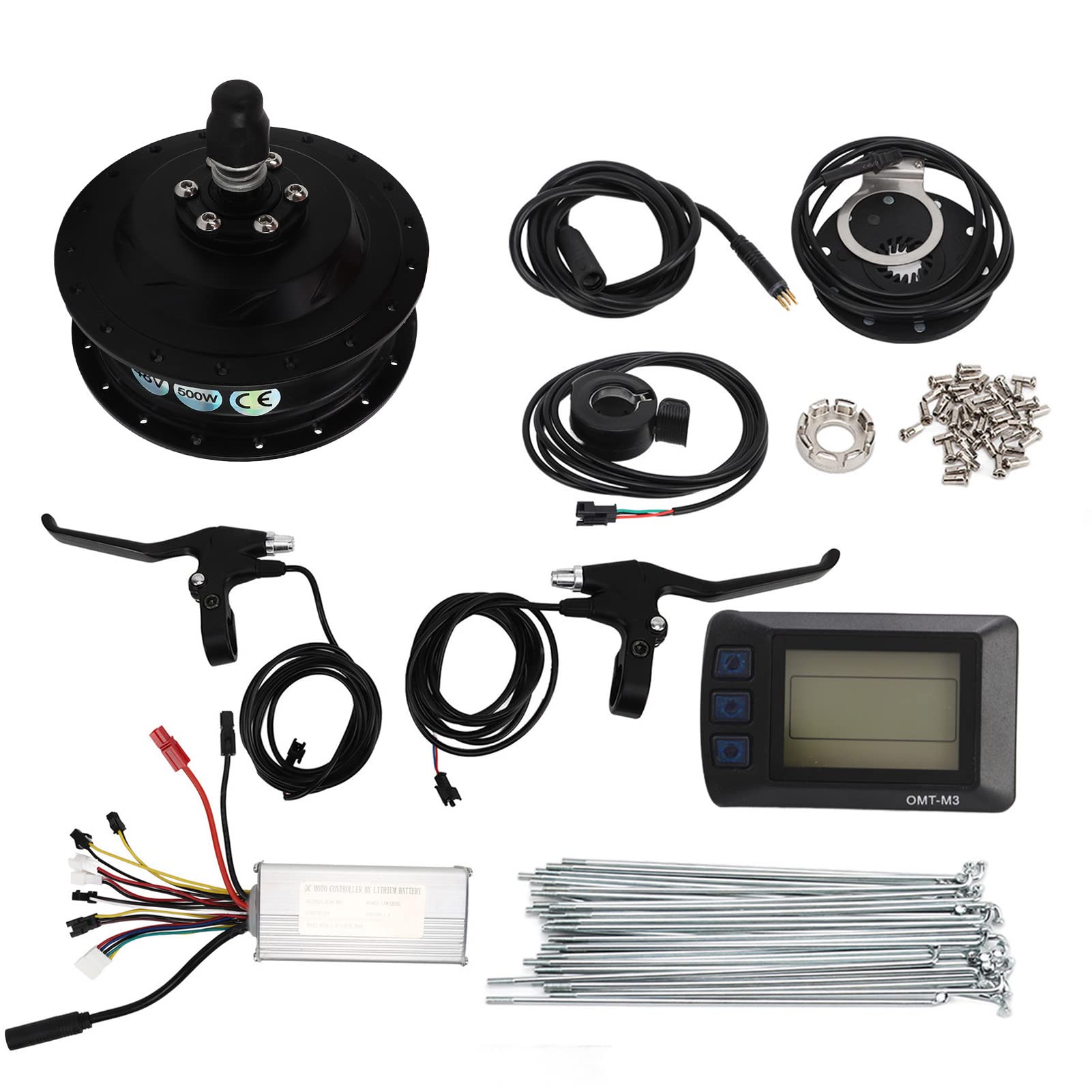 Kit conversione bici elettrica 48V 500W Motore posteriore M3 | Display Meter Controller, Shell in metallo, Kit completo fai da te, Per raggi delle ruote