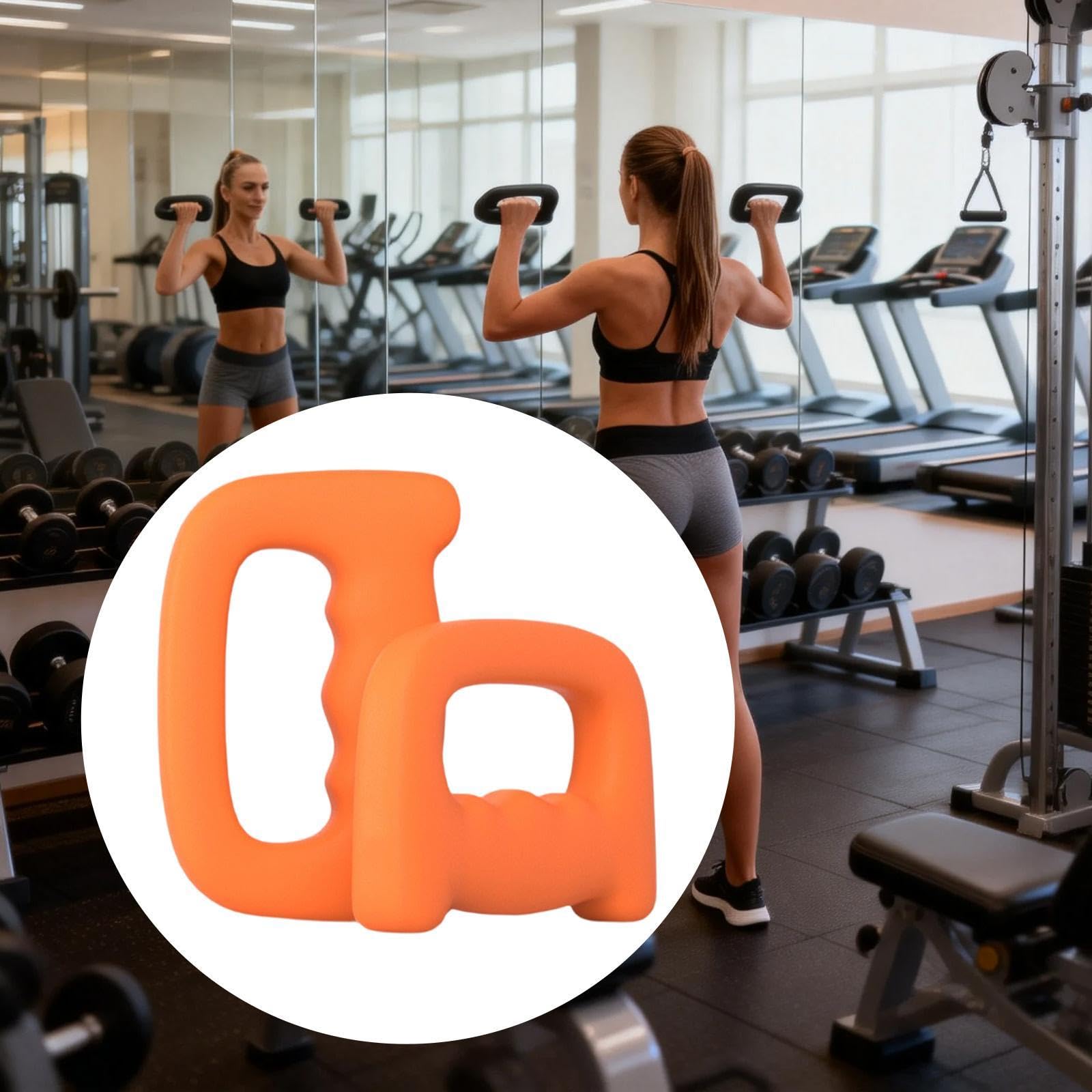 2 Pezzi Manubri Fitness Ergonomici Antiscivolo Ghisa Sagomata Impugnatura Nonslip Ideali per Allenamento Petto Braccia Spalle Curl Usati in Casa Uffic, Arancia 1.5 kg