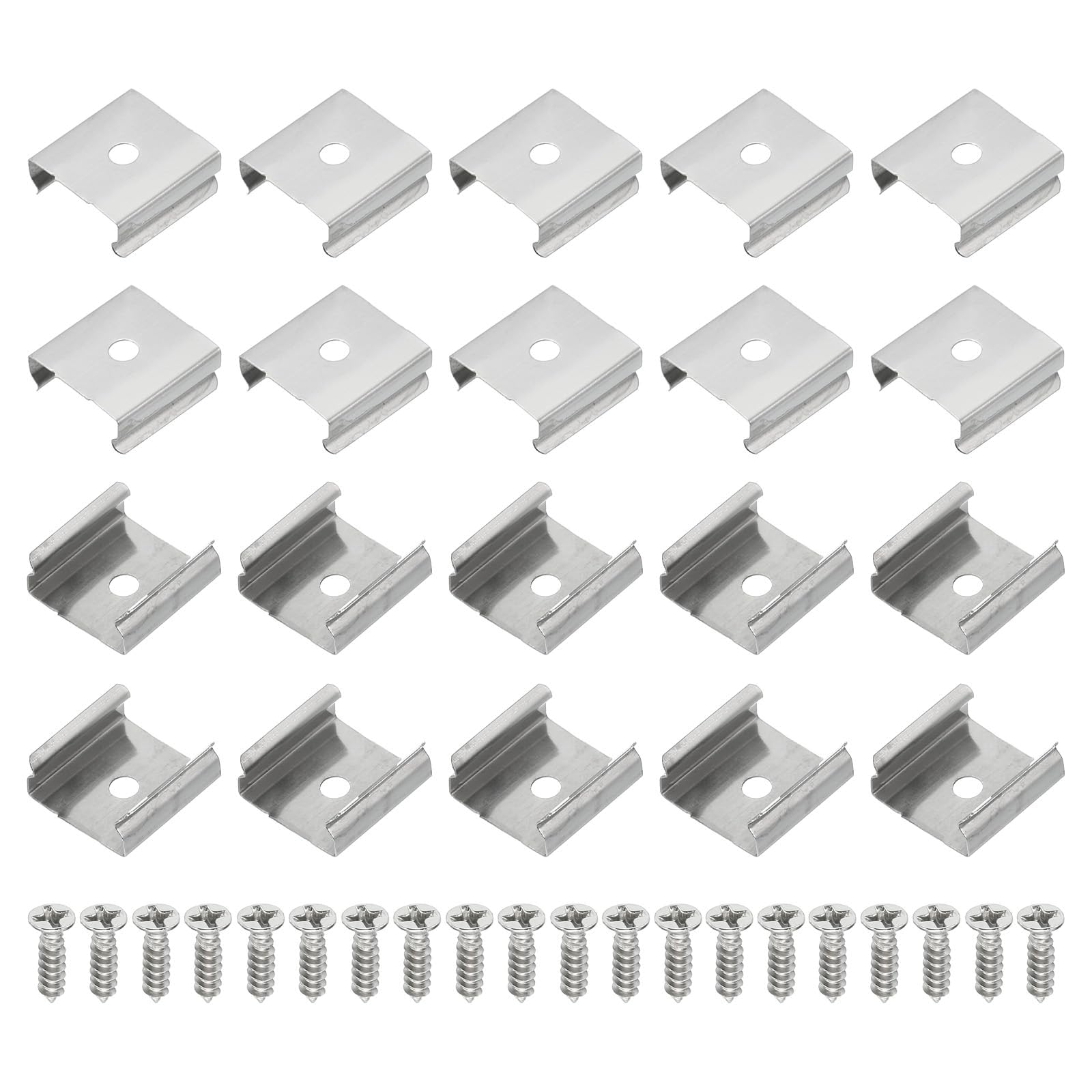 TA-VIGOR 60Pcs LED Strip Clips, Waterproof LED Strip Mounting Bracket Fixing Clips Plastic Clamp Holders with Screws for 16-17mmNeon RGB Light Cable Ribbon, Stainless Steel