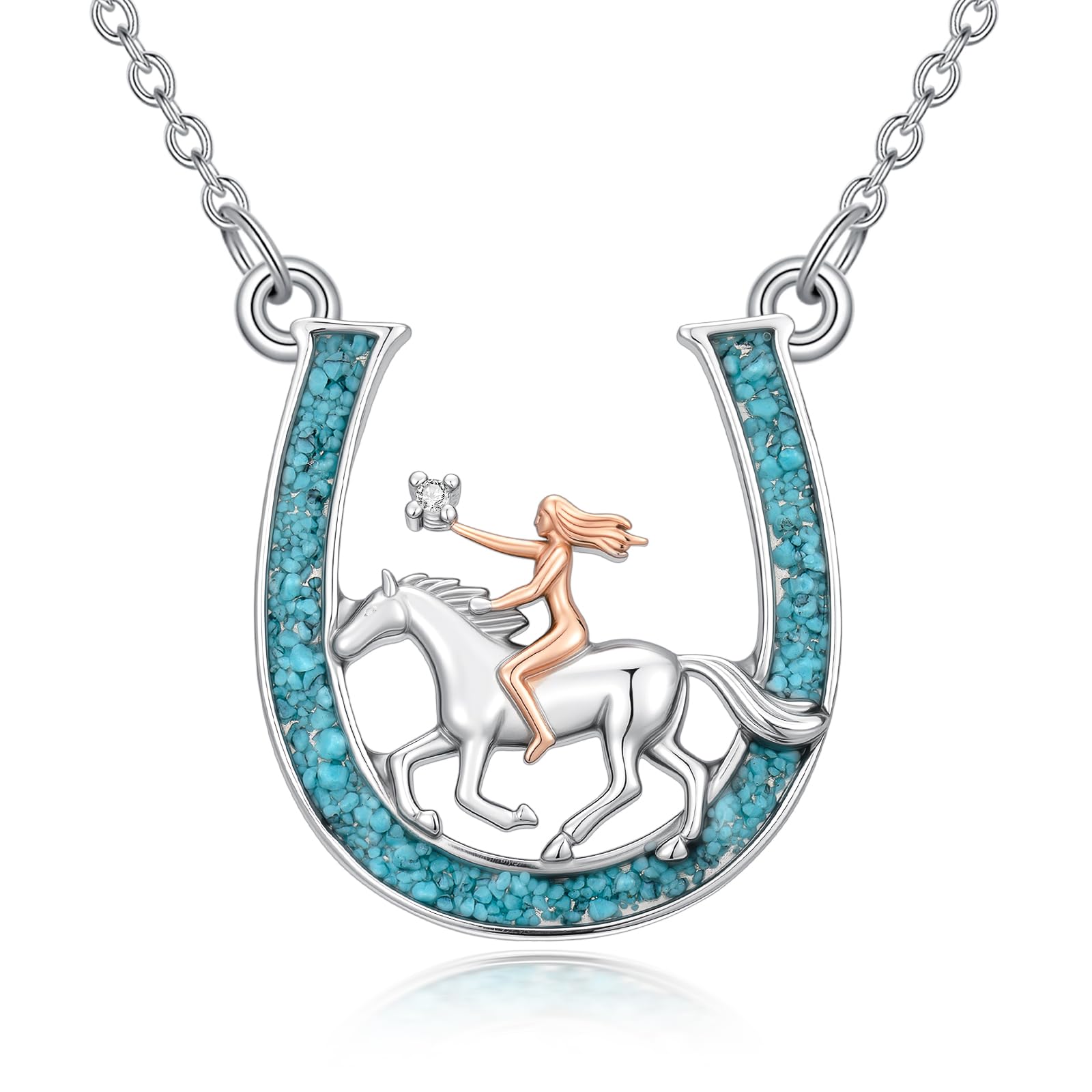 Hufeisen Halskette 925 Sterlingsilber Schmuck Pferd Anhänger Geschenk zu Geburtstag und Weihnachten für Damen