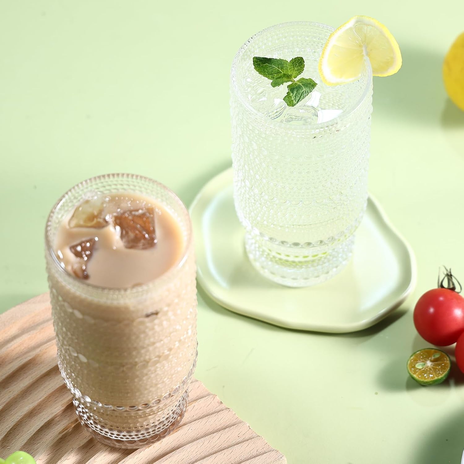 6pcs Hobnail Drinking Glasses Set, 16 oz Vintage Glassware Drinking Glasses, Clear Water Glasses Tumbler, Cups for Kitchen, Juice, Beer, Cocktail, Whiskey - Image 8