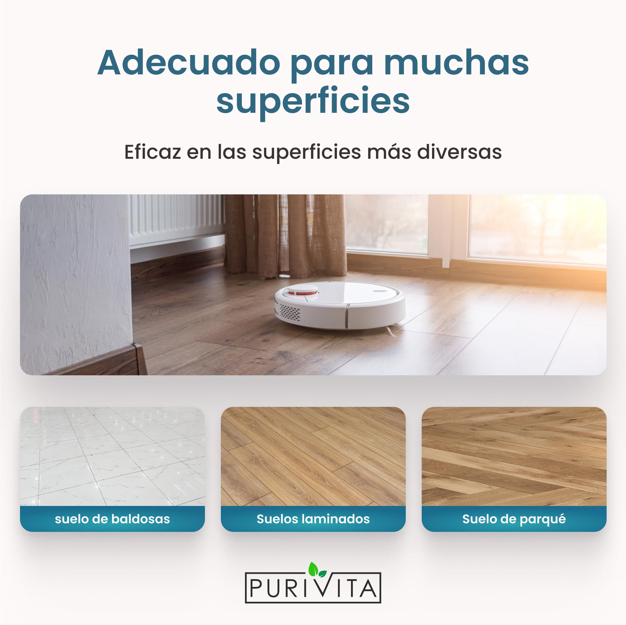 PURIVITA® Detergente Robot Aspirador 1L - Líquido para Robot Friegasuelos - Limpia Suelos para Robots Aspiradores