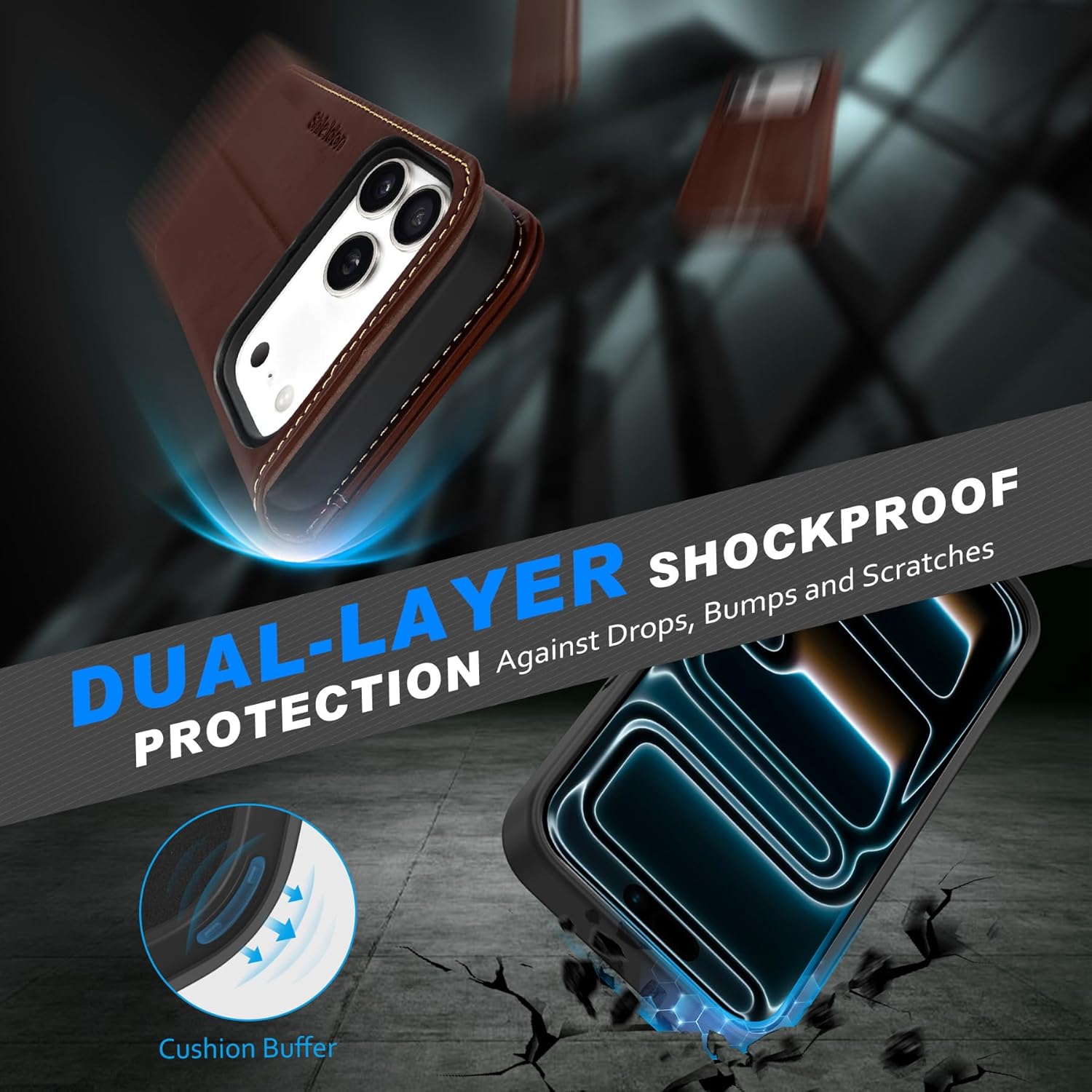 SHIELDON Detachable Leather Wallet Case for iPhone 17 Pro Max 6.9" 2025 | Wireless Charging, Removable Flip Magnetic Cover, RFID Blocking Credit Card Holder, Kickstand, Full Protection - Retro Coffee - Image 7