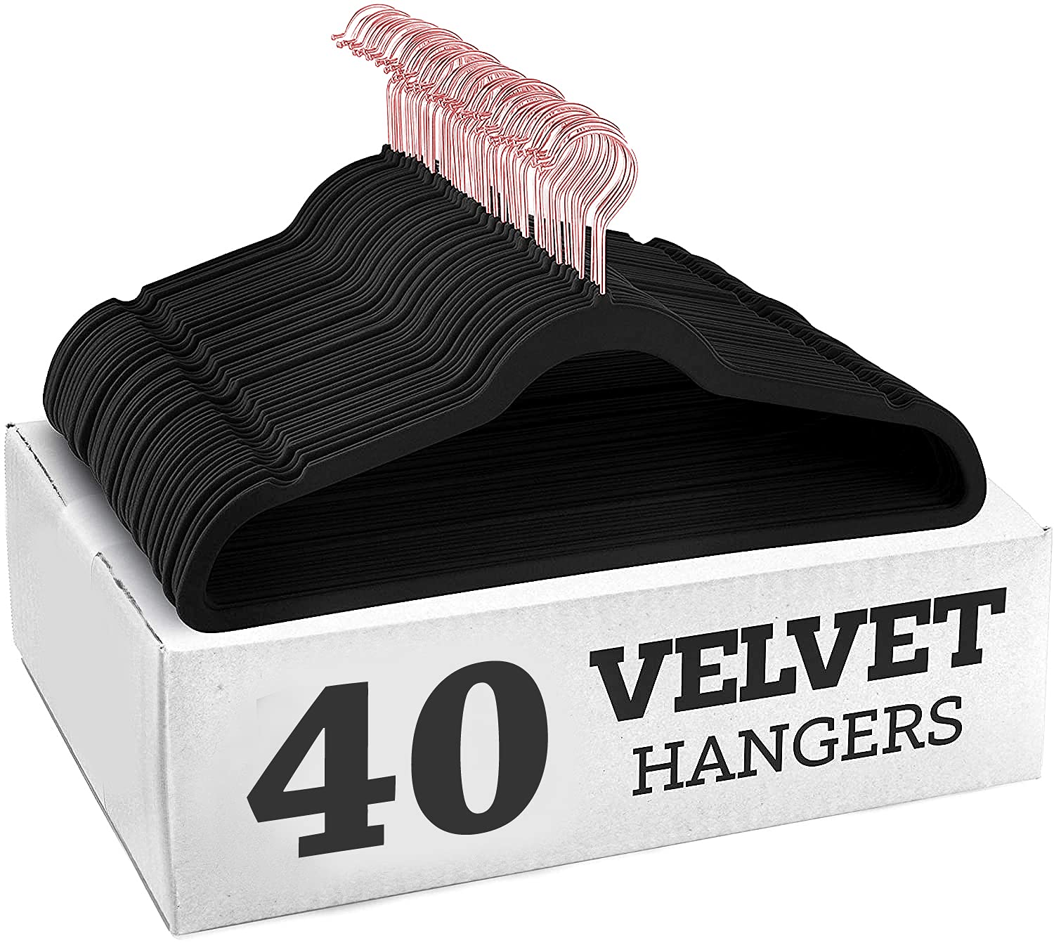 Seedware - Non-Slip Felt Hangers with Rose Gold Hook, Space Saving Clothes Hangers Flocked Hangers for Coats, Sweaters, Jackets, Pants & Dress Clothes (Black, Pack of 40) (B09GLX2NXW) Amazon Price History, Amazon Price Tracker