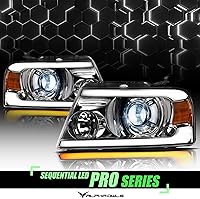 Vista 17 de Alpha Owls 8711378 Projector Headlights With Switchback Sequential LED Bar & Startup Light - Black Amber Fits 2004-2008 Ford F150 / 2006-2008