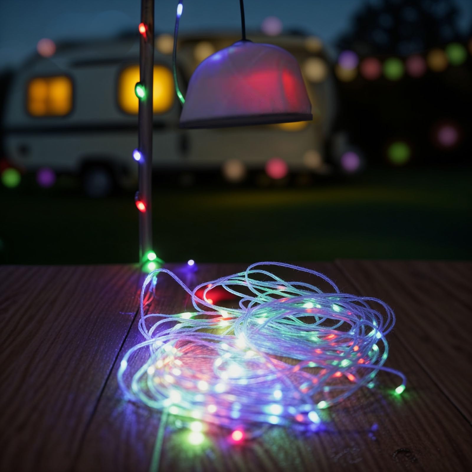 Spacelumen Christmas String Lights, 15M Outdoor Stowable Fairy Lights with 9 Lighting Modes, USB Camping Lights