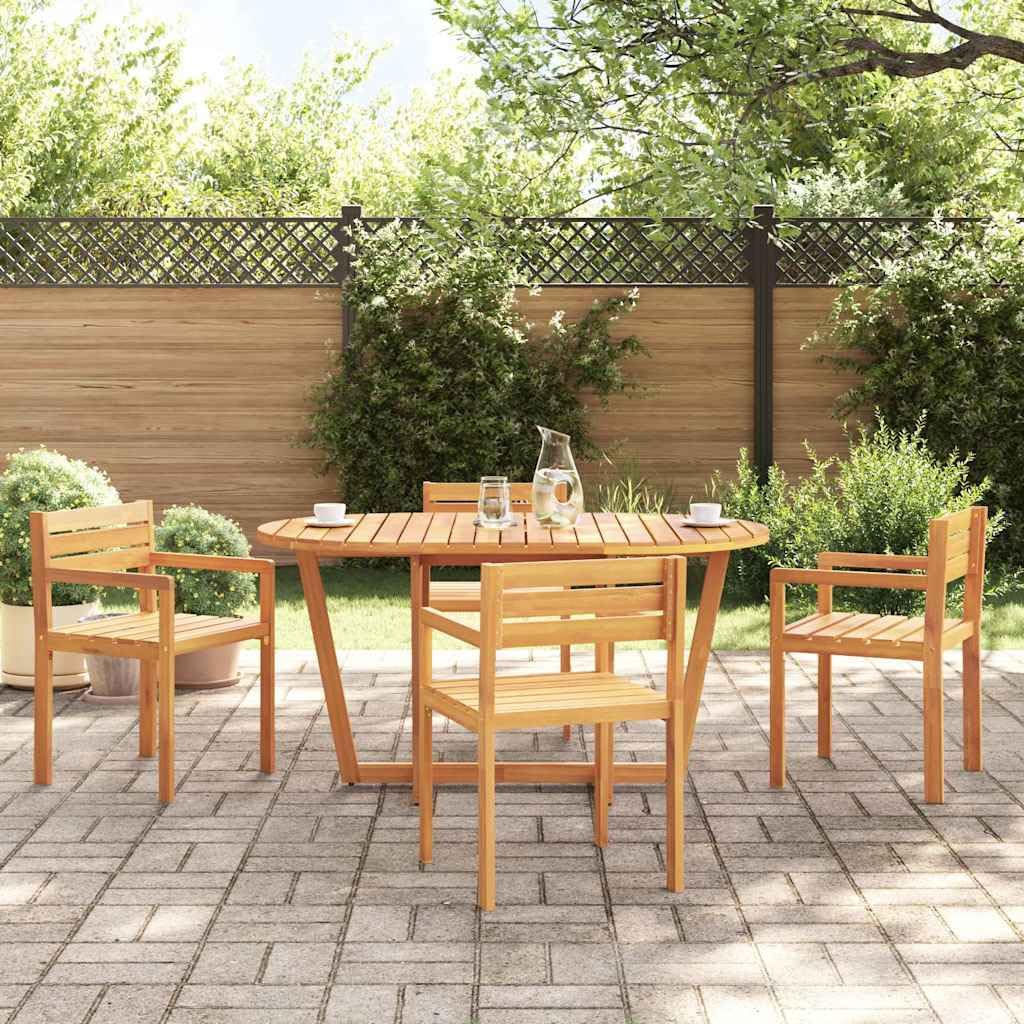 SXZenSpace Oval Garden Dining Table 150x90x75 cm Solid Acacia Wood Cross Leg Outdoor Patio for Balcony or Terrace Use