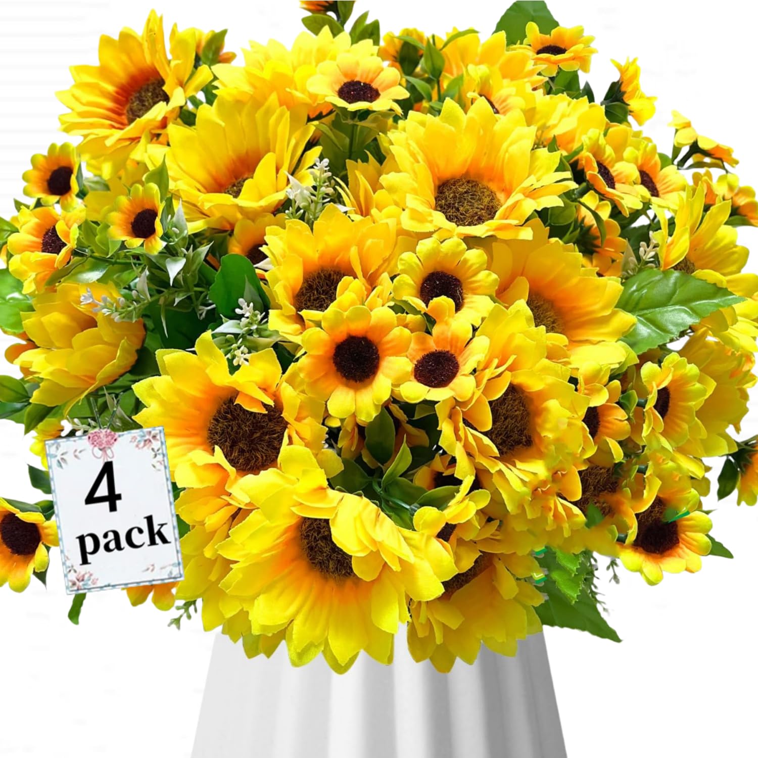 Tournesols artificiels avec tiges pour décorer un anniversaire sans fleurs qui fanent