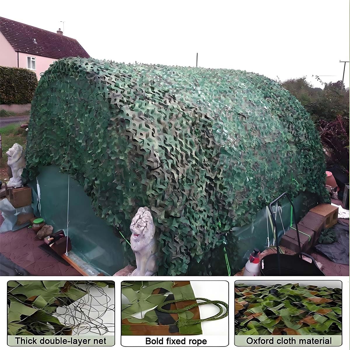 Tarnnetz, 2 x 3 m, 3 x 3 m, 3 x 5 m, 4 x 6 m, strapazierfähiges 210D-Oxford-Gewebe, Tarnabdeckung, für Outdoor, Militär, Jagd, Schießen und Camping, UV-Schutz & (6 x 11 m)
