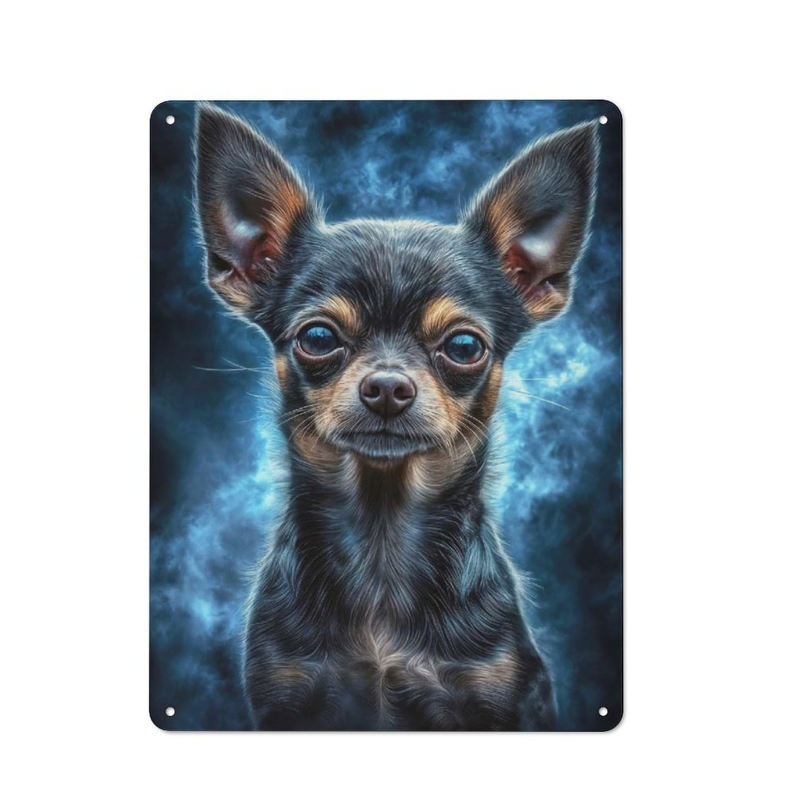 Junmoney Chihuahua Portrait Rustic Tin Wall Plaque 40X30cm For Garage Or Workshop, For Home Interiors, Feature Walls And Decorative Displays
