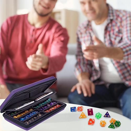 Miniatura 21 de SIQUK Estuche para dados DND, estuche organizador de dados con asa, bandeja ranurada extraíble con capacidad para 8 juegos de dados DND para Verde