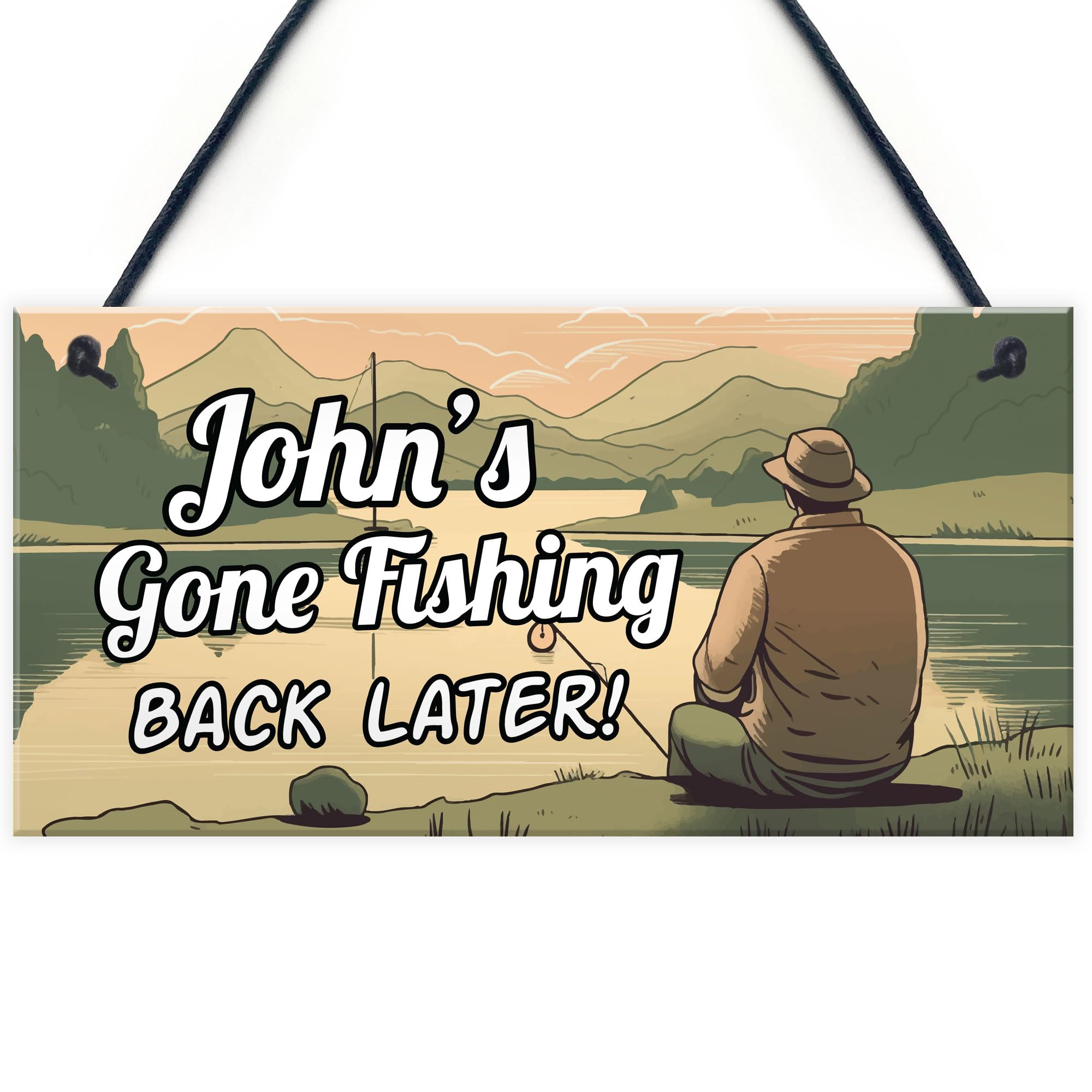 Red Ocean Personalised Gone Fishing Sign - Fishing Gifts For Men - Fisherman Gift Accessories - Funny Fishing Sign For Dad Grandad Brother Son - Novelty Gifts For Him