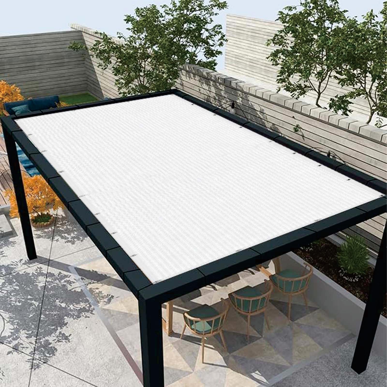Siatka Cieniująca Z Oczkami 385 x 895 cm Oddychające HDPE – 95% Blokady Uv, 90% Zacienienia Tkanina Cieniująca Z Oczkami Z Z Linką I Opaskami Kablowymi Do Ogrodu, Biały