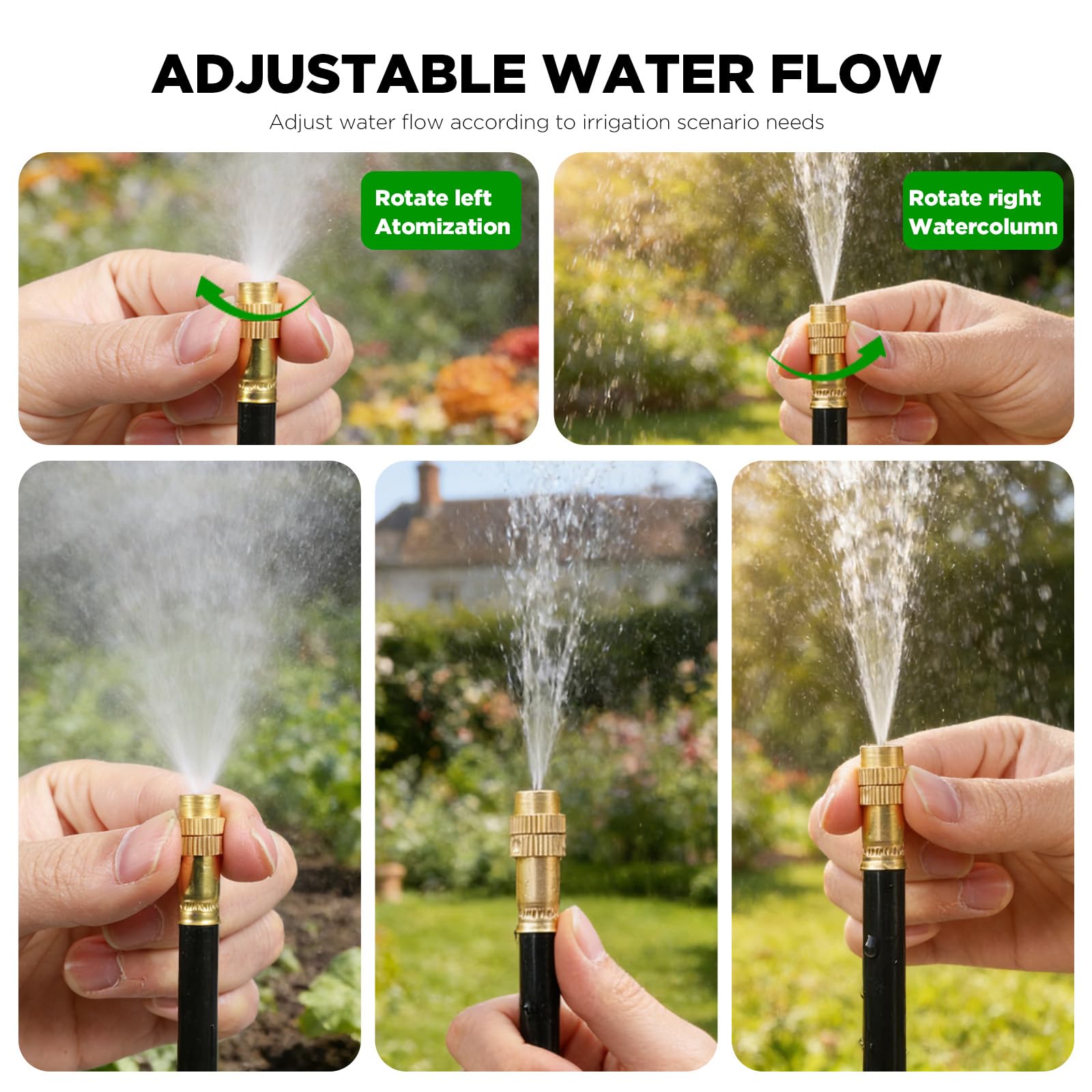 DEMORA Kit de riego automático por goteo de 66 pies, manguera de riego flexible con múltiples cabezales de aspersor, sistema de nebulización para jardín, patio, plantas al aire libre, invernadero