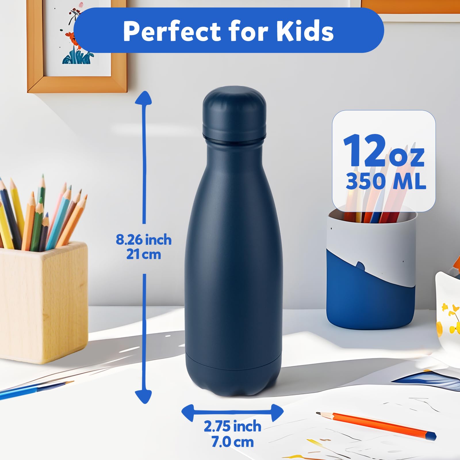 Volhoply 350ml/12oz Small Water Bottle Stainless Steel, BPA Free Insulated Water Bottles, Double Wall Cola Shape Flask - Image 2