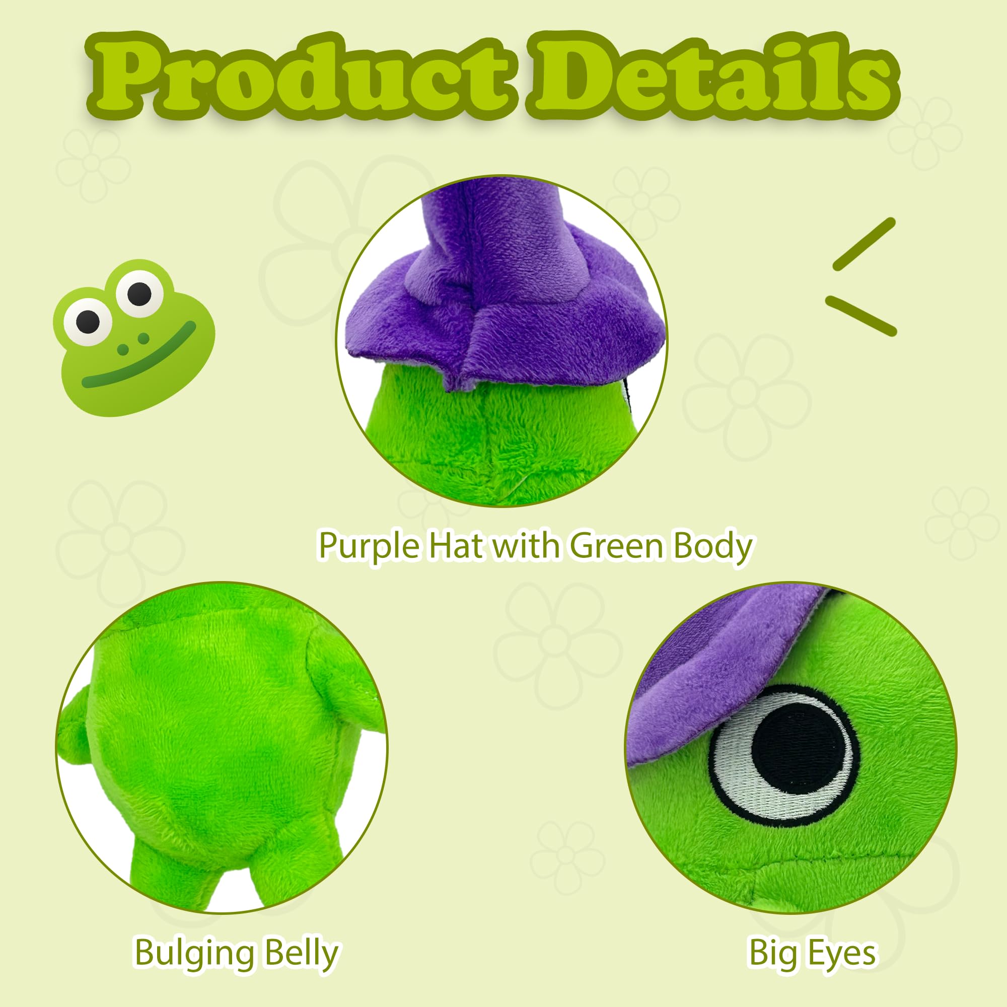 Gensly Friends Glep Plush Toy Green Monster Plush Doll with a Purple Cap Cartoon Soft Stuffed Plush Doll for Kids Gifts for Fans - Image 3
